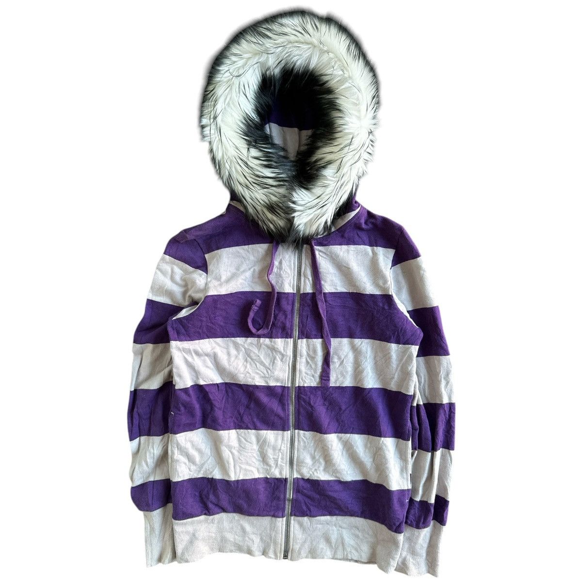 AMPM BIG STRIPED Zip Fur HOODIE IFSIXWASNINE LGB STYLE