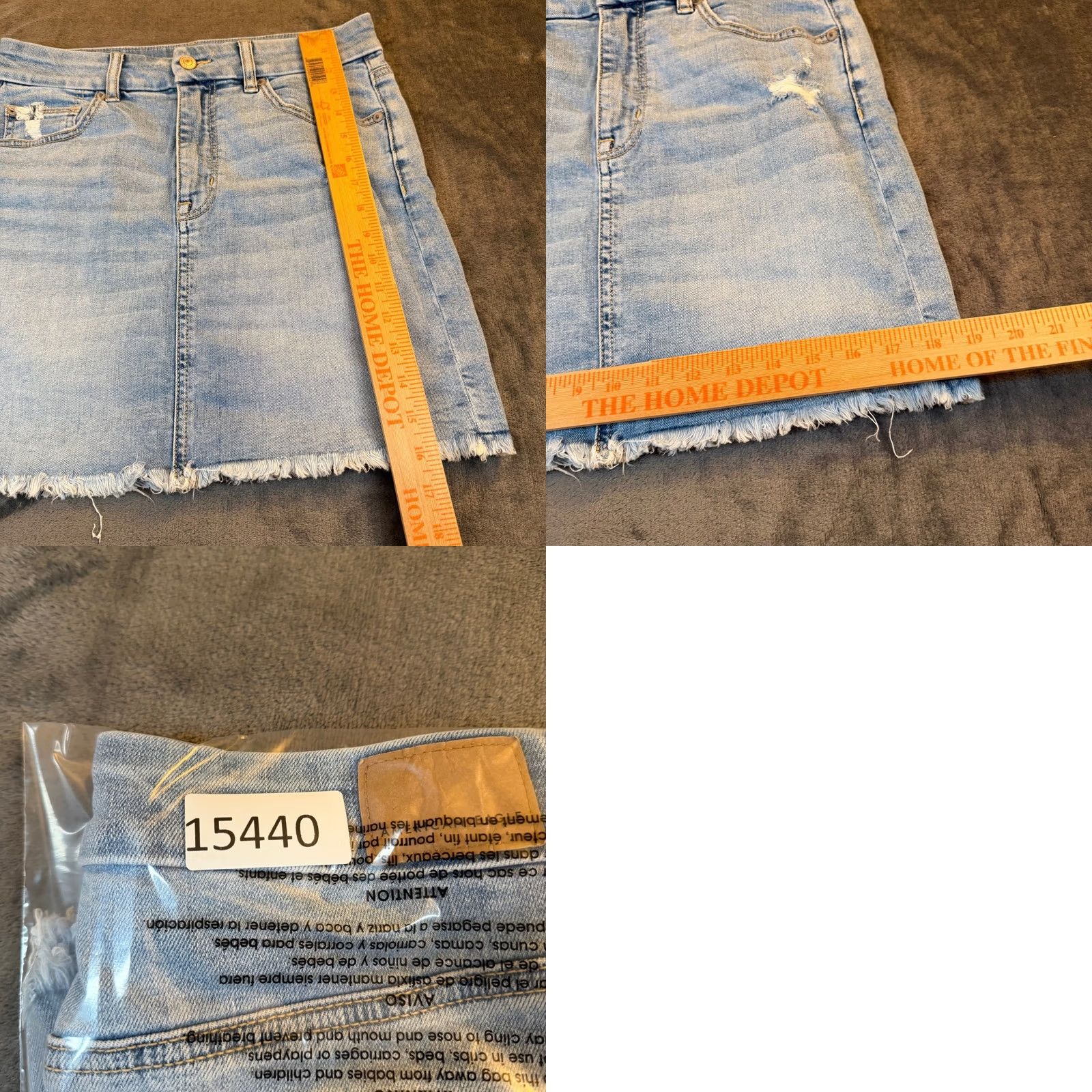 American Eagle Outfitters VINTAGE American Eagle Curvy Hi Rise Mini Denim Skirt Light Wash Distressed Womens 8 Reg Size 30" / US 8 / IT 44 - 8 Thumbnail