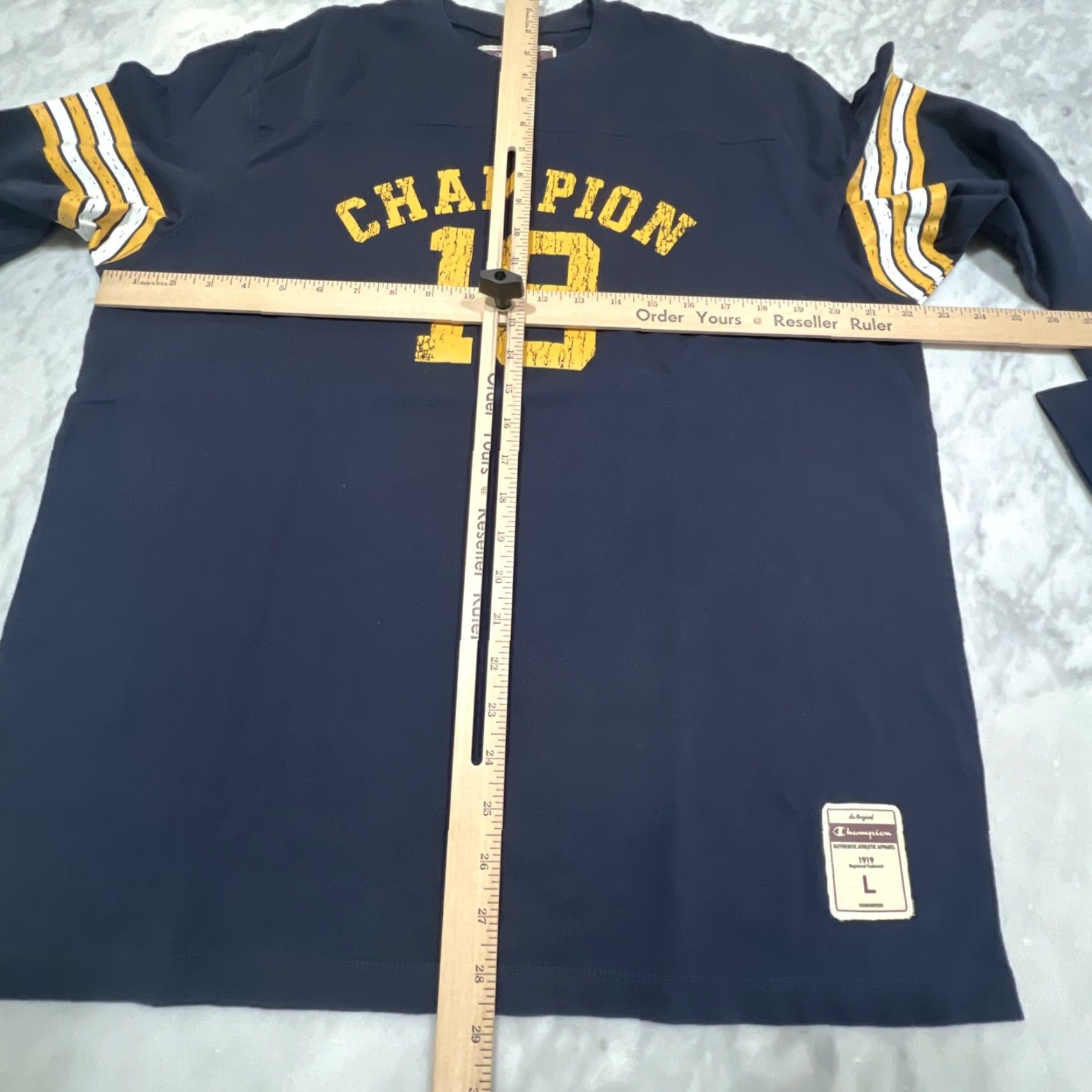 Champion Champion Jersey T Shirt Men Large Long Sleeve 19 Graphics Navy Blue Cotton Size US L / EU 52-54 / 3 - 7 Thumbnail