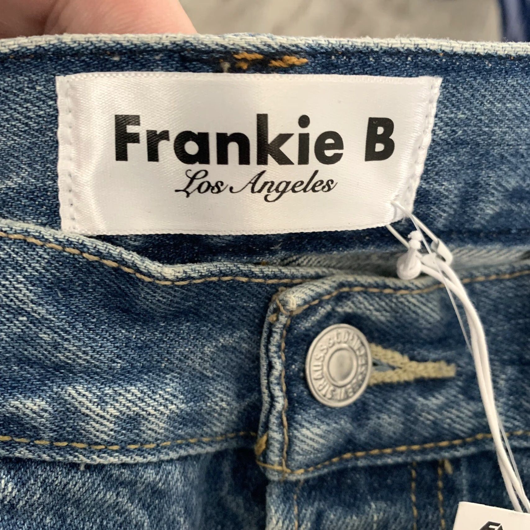 Vintage VINTAGE Frankie B Jeans 34x32 Sz L Studded Crystal Straight Button Fly Released Hem 395 Size 24" / US 00 / IT 34 - 3 Thumbnail