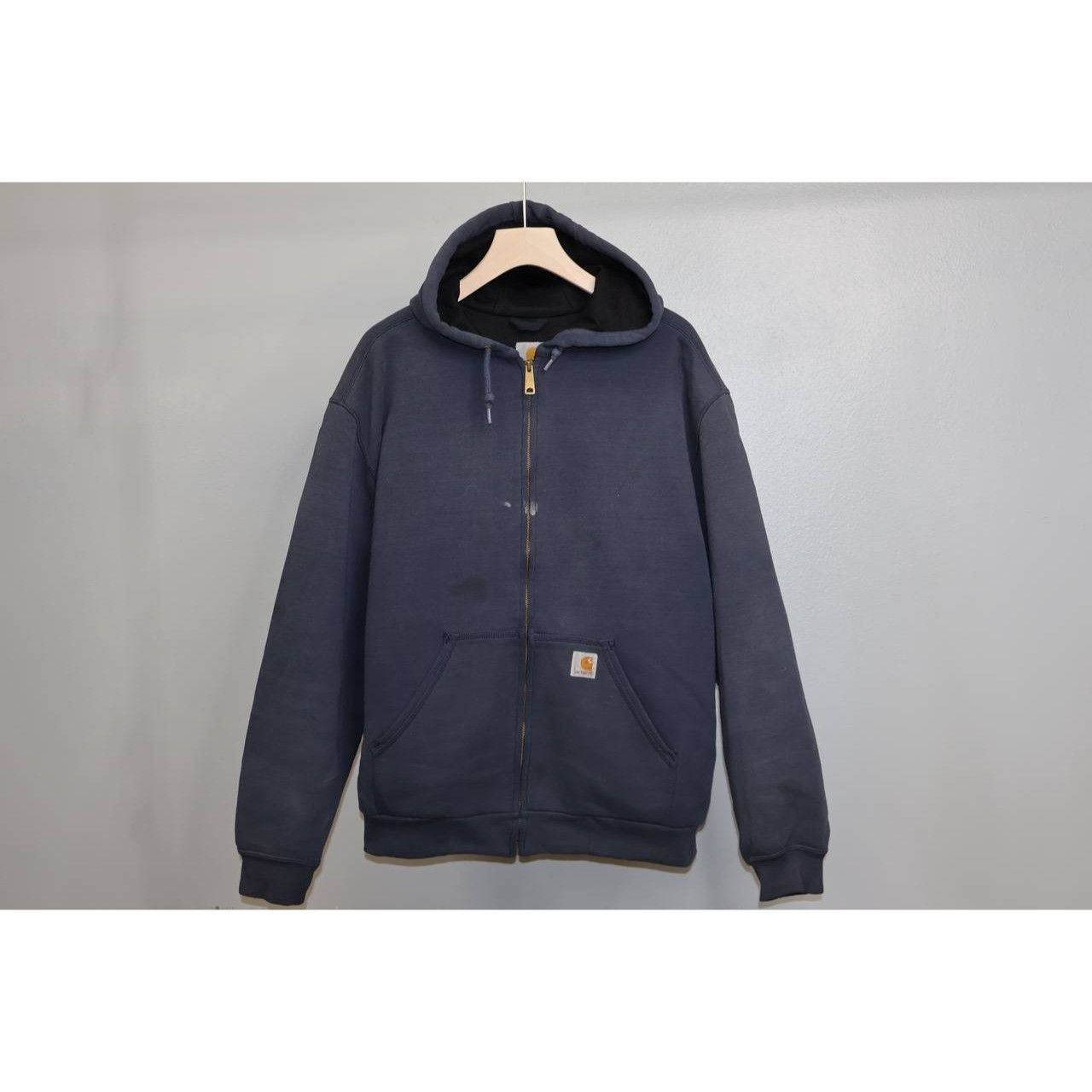 Carhartt Thermal Lined Hooded Sweatshirt Mens Large Navy