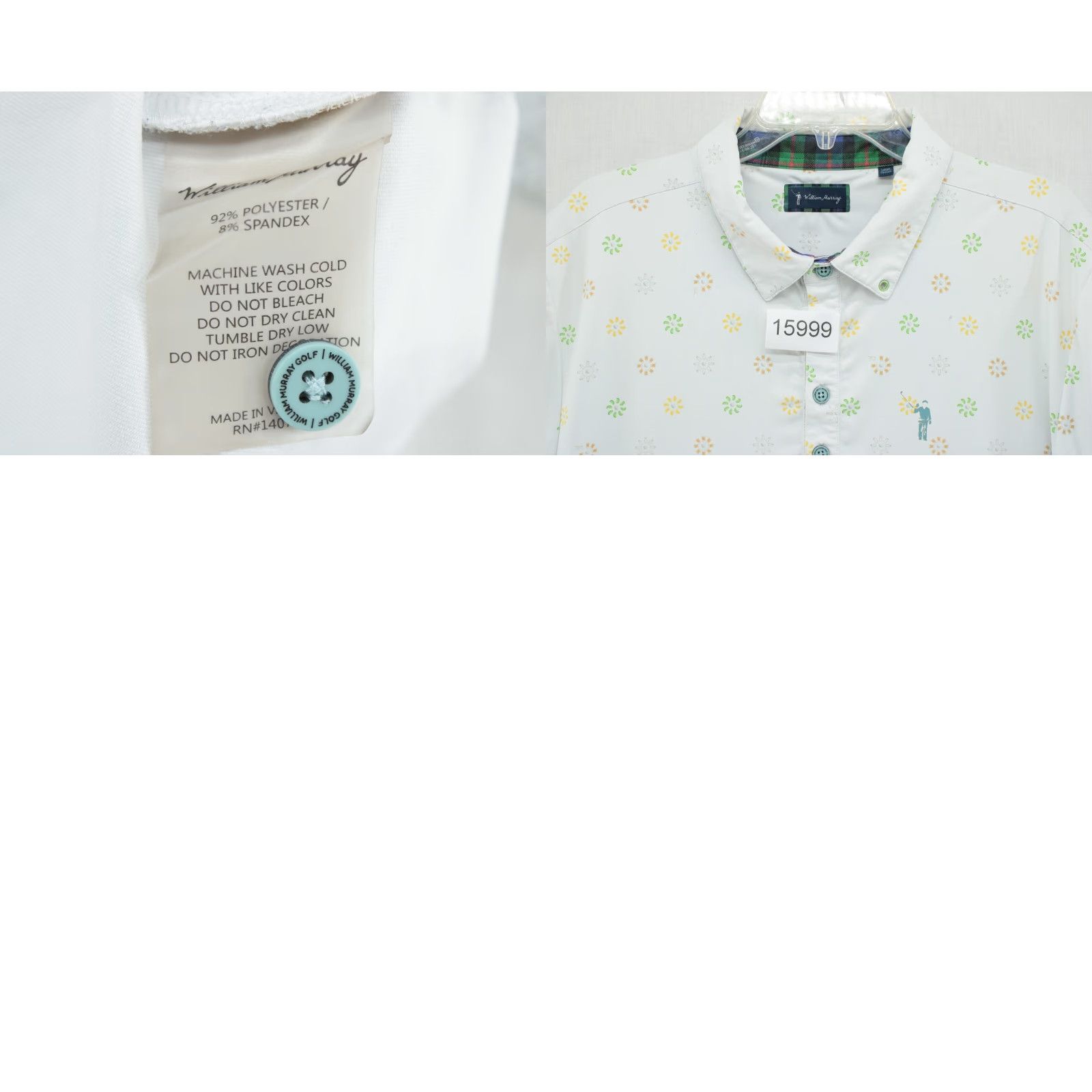 Vintage William Murray Golf Polo Shirt Mens L White Geometric 4 Button Polo Shirt Men L White Geometric Performance 4 Button Size US L / EU 52-54 / 3 - 8 Thumbnail