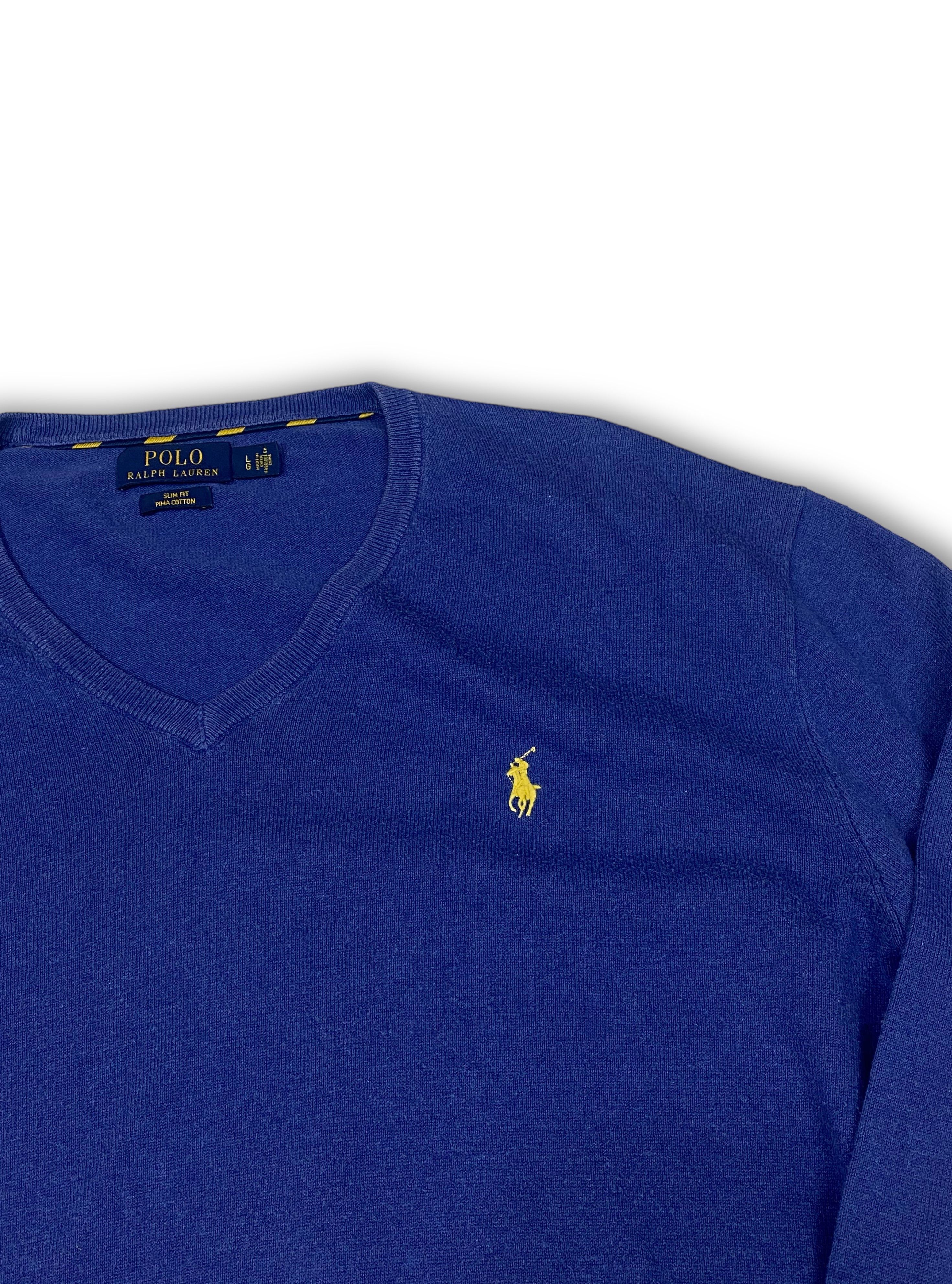 Polo Ralph Lauren Vintage RALPH LAUREN Blue V-Neck Sweatshirt M549 Size US L / EU 52-54 / 3 - 4 Thumbnail