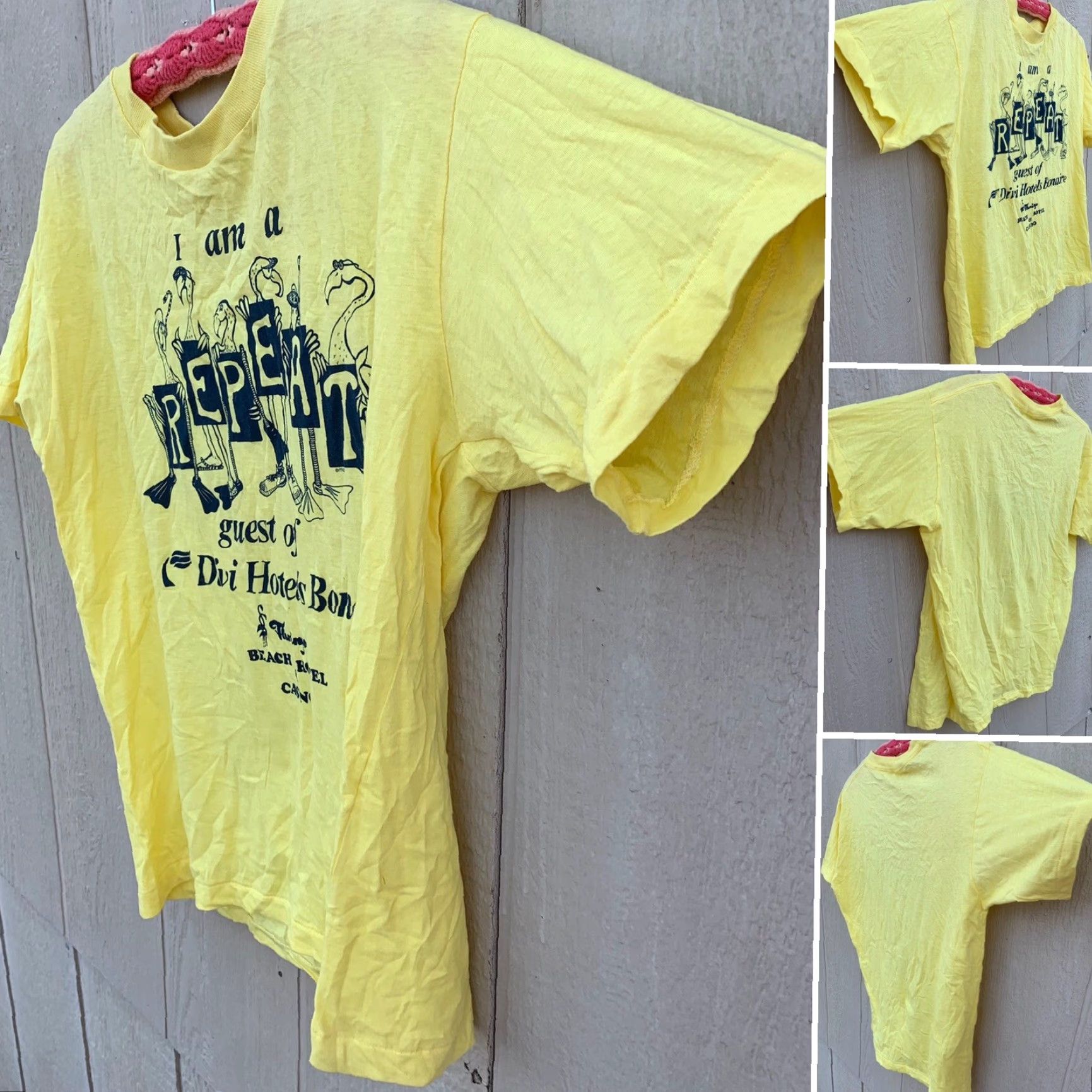 Vintage VINTAGE Repeat guest Divi Hotels Bonaire Flamingo Beach Hotel Casino T Shirt XL Yellow Graphic Tee Mens Size US XL / EU 56 / 4 - 2 Thumbnail