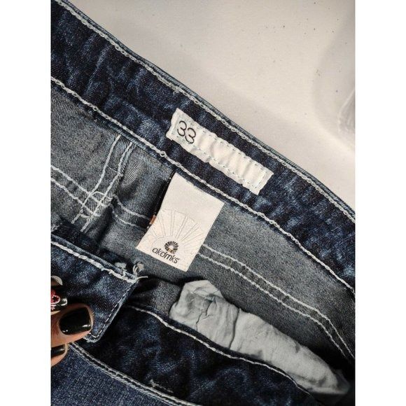 Other Akademiks Womens Cropped Stretch Blue Jeans Akdmks Waist 33 Size 33" - 8 Thumbnail