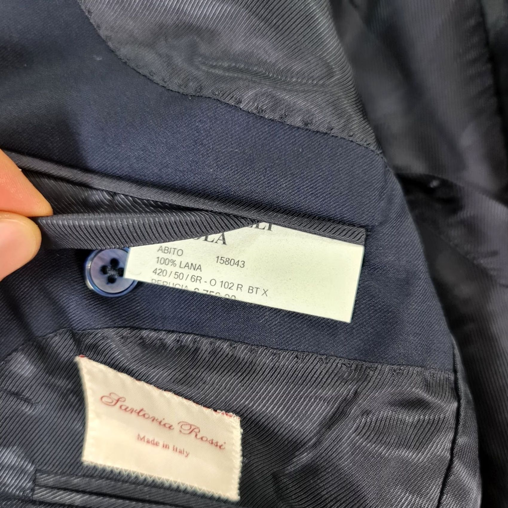 Vintage Sartoria Rossi Mens Suit Jacket 40 R Navy Blue Wool Blazer Mens Size 40R - 7 Thumbnail