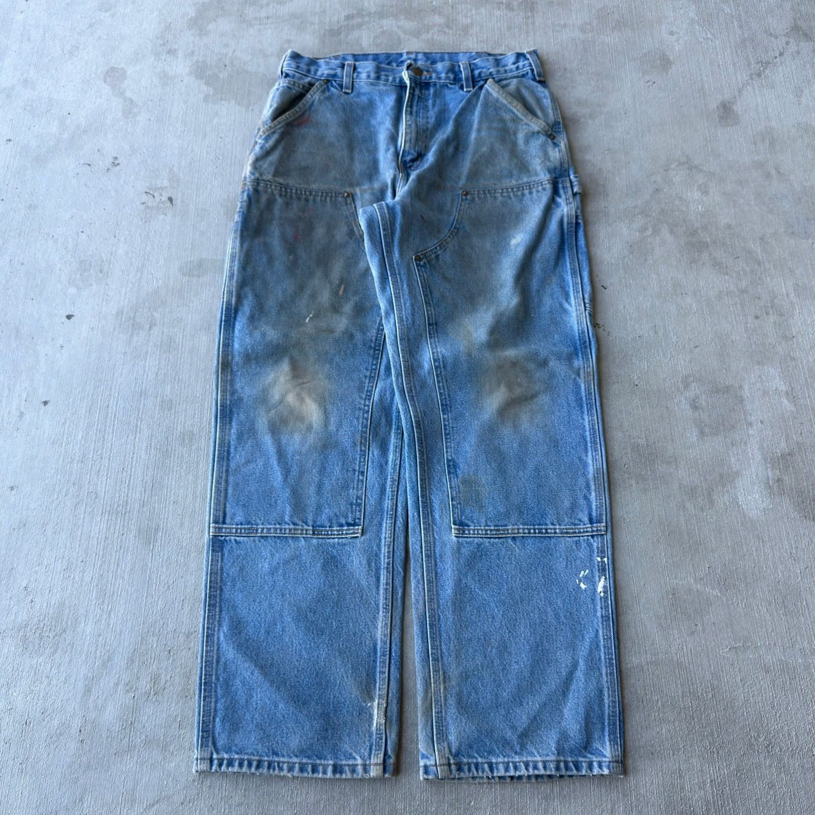 Carhartt × Vintage Carhartt denim blue jean double knee work carpenter pants Size US 33 - 1 Thumbnail