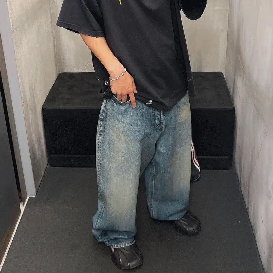 Japanese Brand Washed Blue Baggy Jeans Pants Oversized y2k Size US 34 / EU 50 - 6 Thumbnail