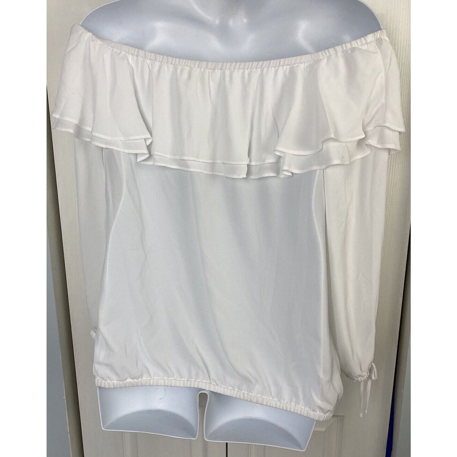 Michael Kors NWT Michael Kors Blouse 0X Ruffle Off Shoulder White Top Size ONE SIZE - 3 Thumbnail