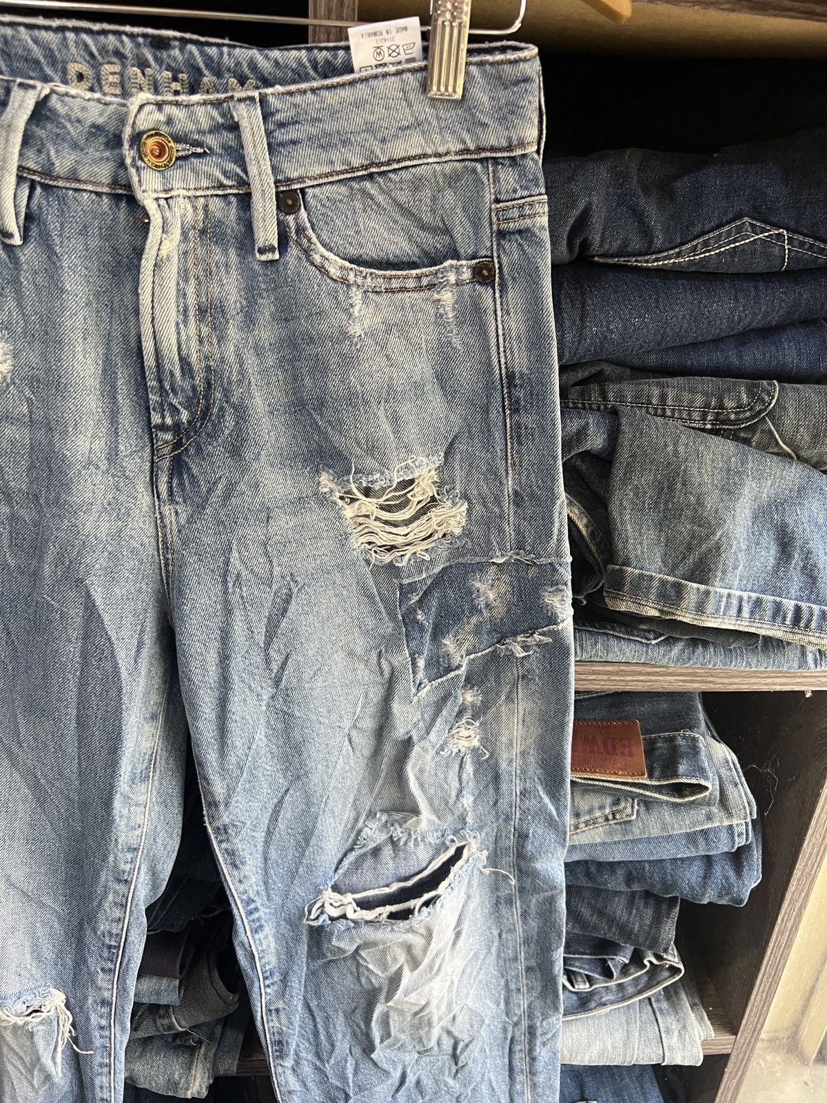 DENHAM 🔥Denham Alex Wide Leg Fit Distressed Denim Size US 28 / EU 44 - 6 Thumbnail