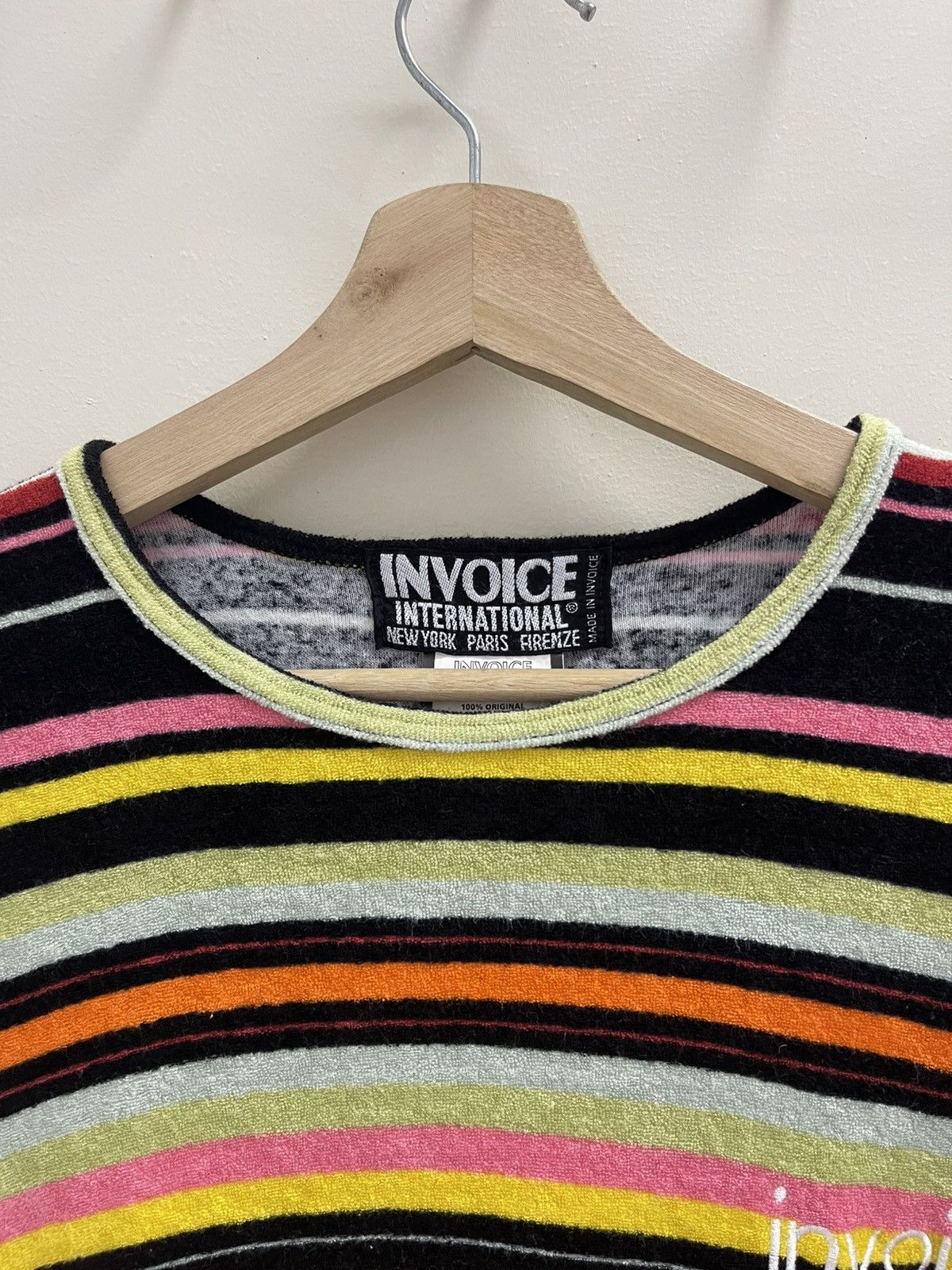 Japanese Brand Invoice Disco Stripe Wool L/S Shirt Size US XL / EU 56 / 4 - 7 Thumbnail
