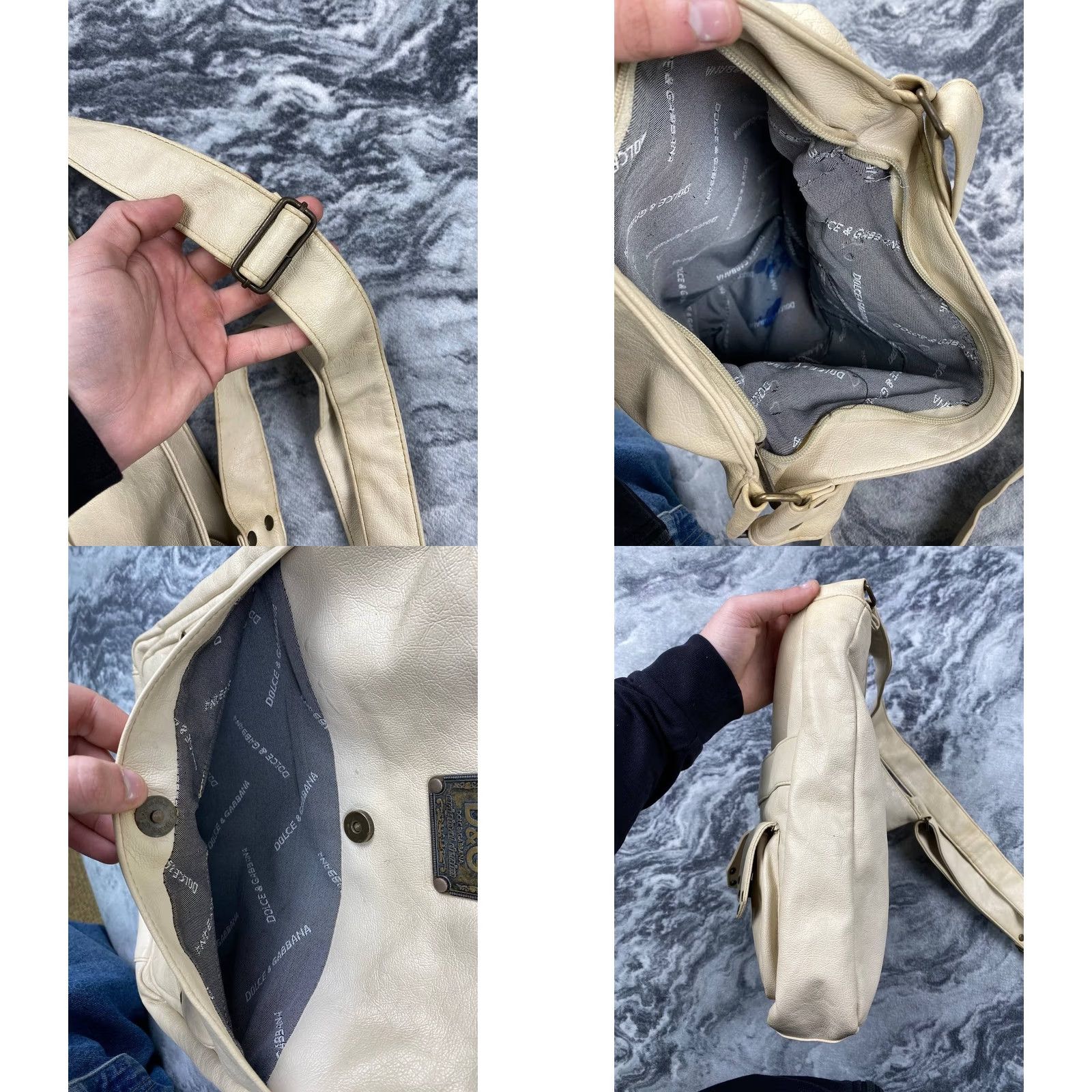 Dolce & Gabbana VINTAGE Dolce&Gabbana DG Logo Bag Leather Shoulder Beige Women Medium 29.5x31x7.5 Gold Hardware Shoulder Bag Size ONE SIZE - 8 Thumbnail