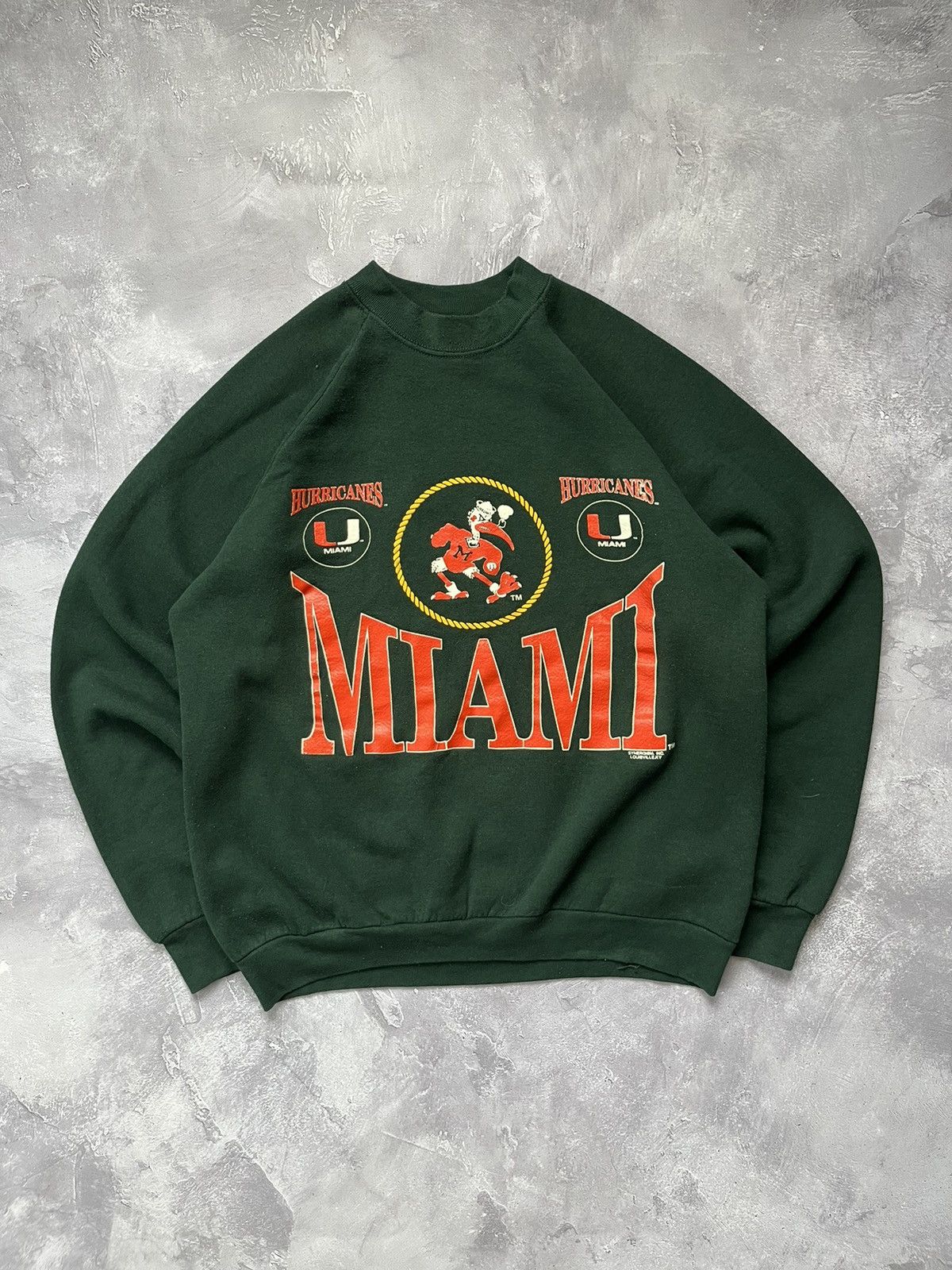 NFL Vintage Miami Hurricanes Green Sweatshirt NFL Size XL Size US XL / EU 56 / 4 - 1 Thumbnail