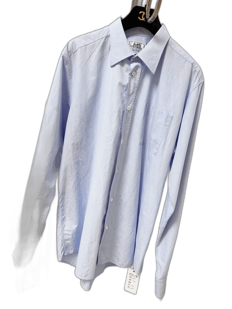 Hermes Hermes Blue Striped Long Sleeve Shirt Size US M / EU 48-50 / 2 - 1 Thumbnail