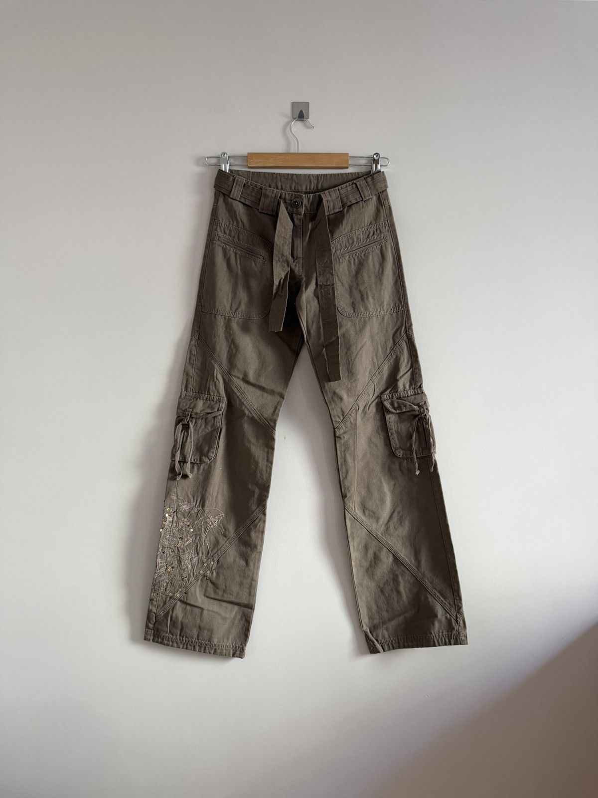 Avant-Garde Embroidered Brown Cargo Pants
