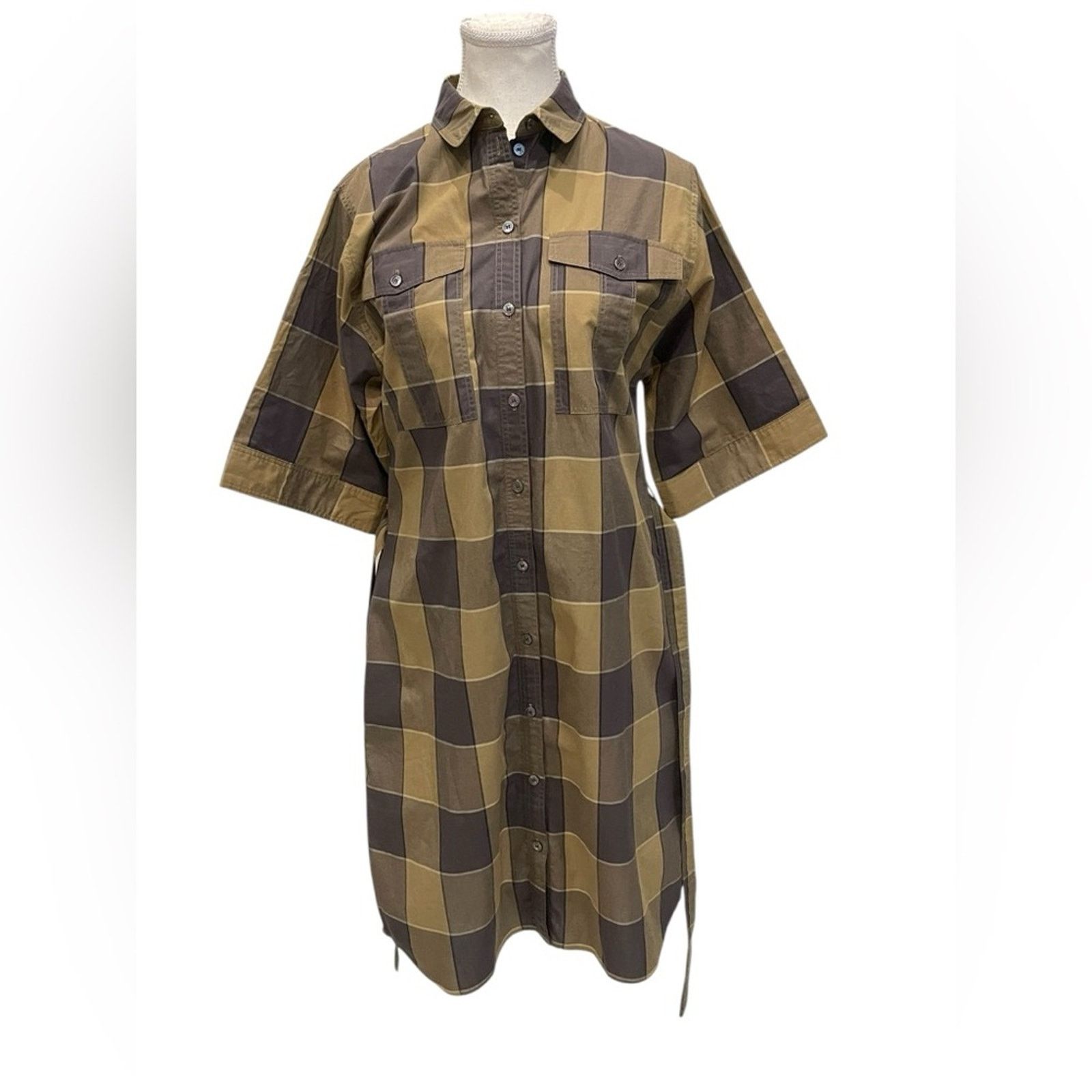 Burberry Burberry Brit Plaid Botton Down Short Sleeve PDress Sz:8 Size M / US 6-8 / IT 42-44 - 3 Thumbnail