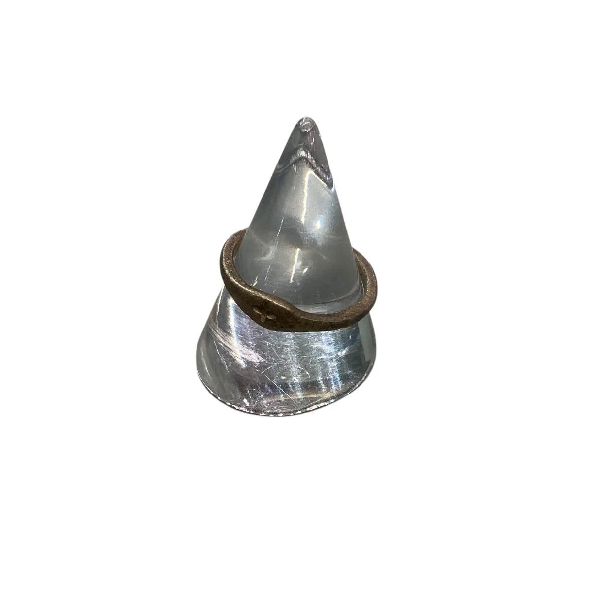 Pre-owned M.a+ Thin Carved Cross Logo Ring In Silver