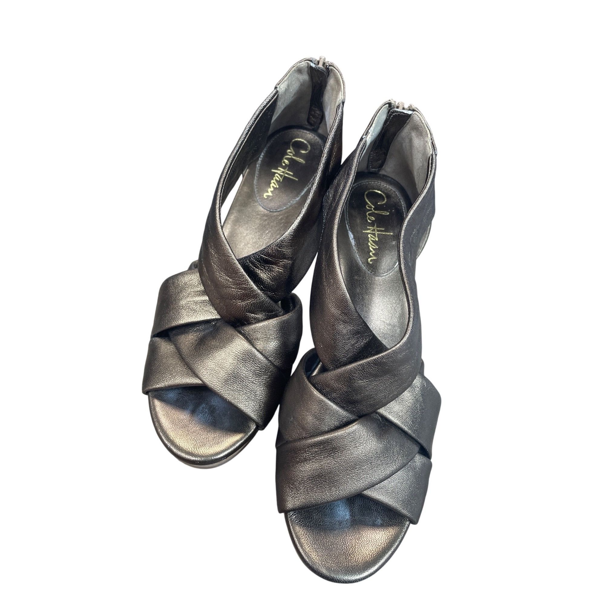 Cole Haan Cole Haan Womans Gold Beige 4" Wedge Heels Shoes Sz 9527 Size US 8 / IT 38 - 17 Thumbnail