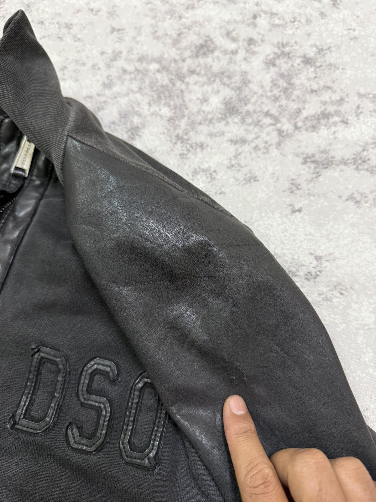 Dsquared2 Ds Quared 2 Horror Hcokey Sleeve Leather Bomber Jacket Size US M / EU 48-50 / 2 - 7 Thumbnail
