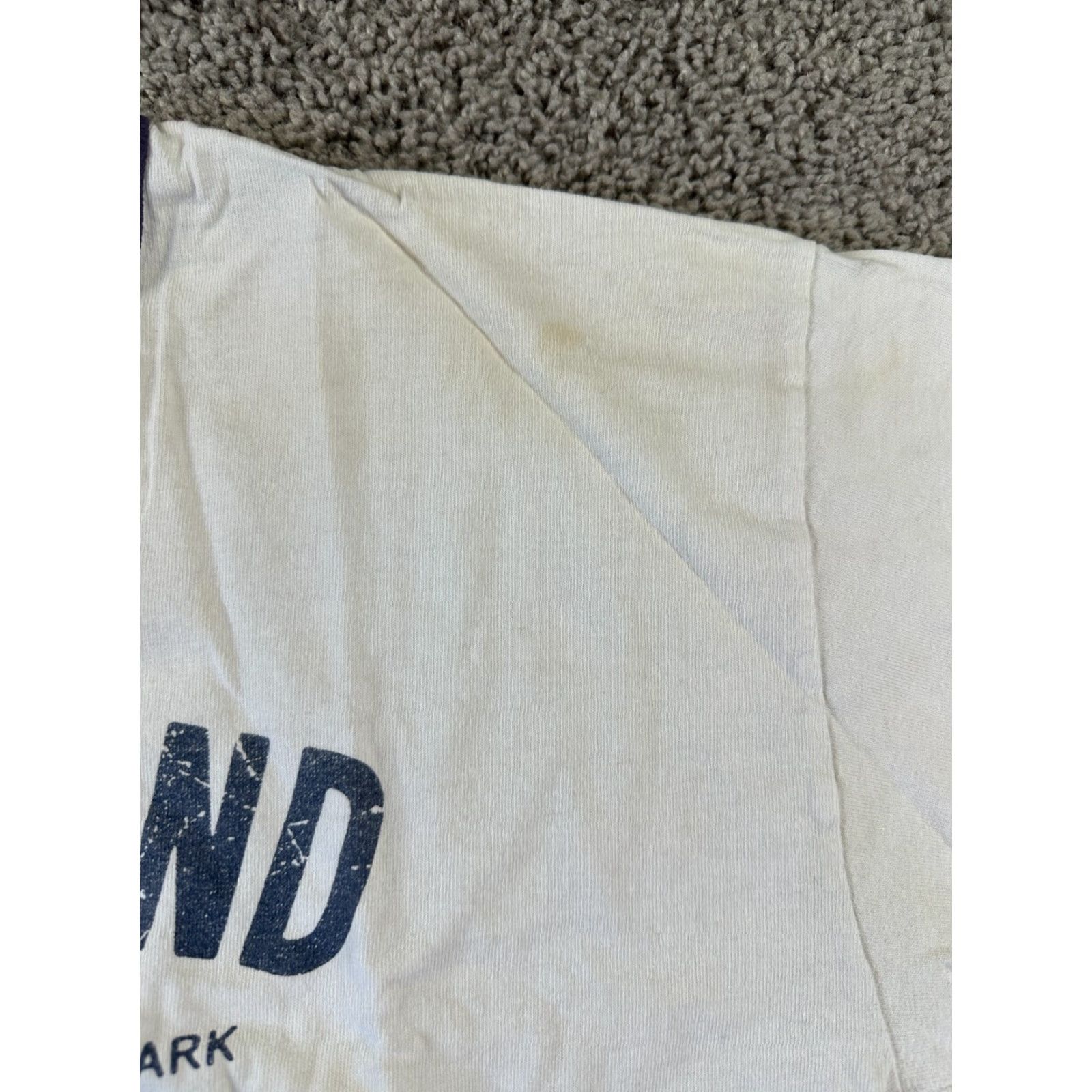 Disney Disney Shirt Mens Large White Blue Ringer Mickey Dinseyland Theme Park FLAW Size US L / EU 52-54 / 3 - 5 Thumbnail