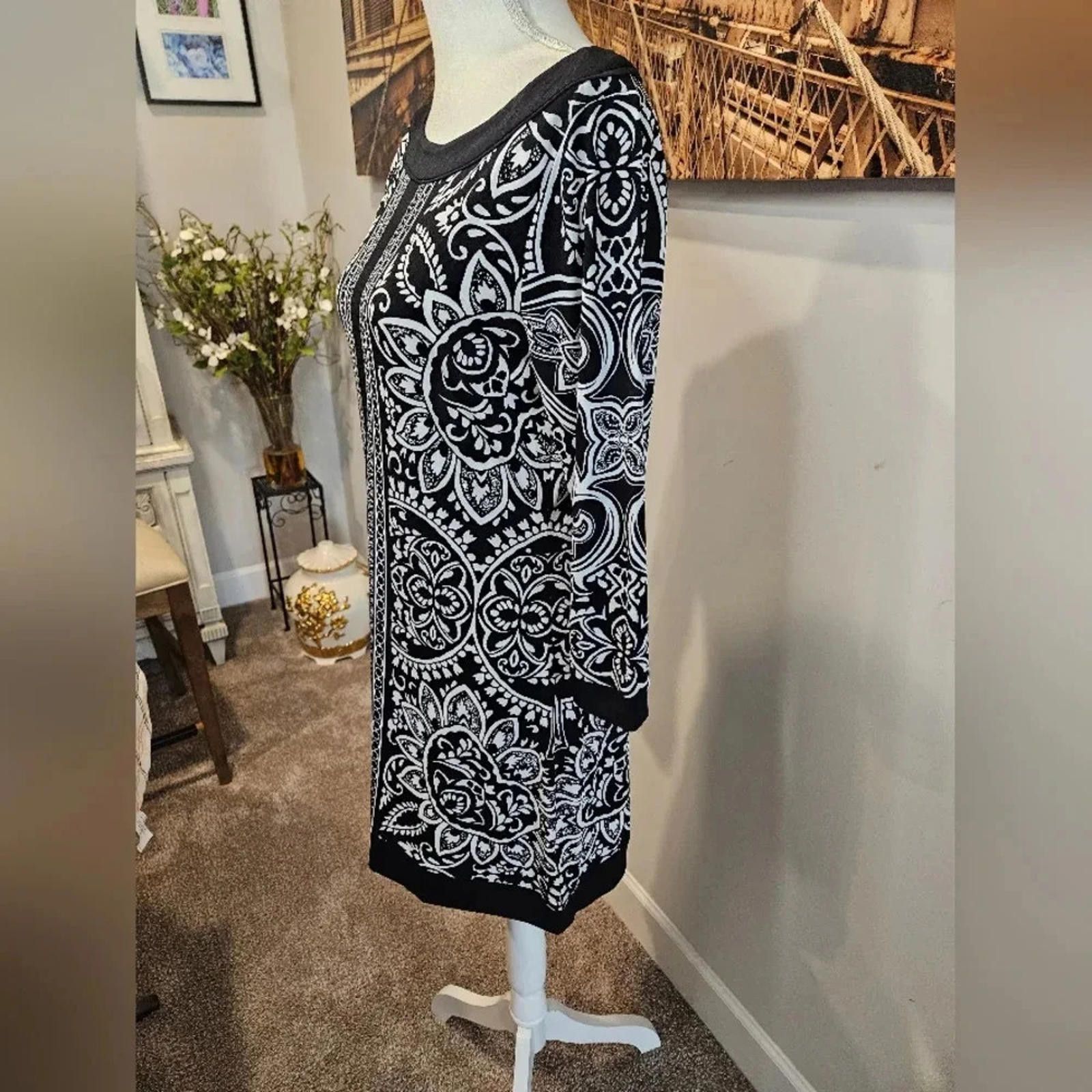 Designer WHBM Black & White Printed Slip Dress #H31 Size M / US 6-8 / IT 42-44 - 2 Thumbnail