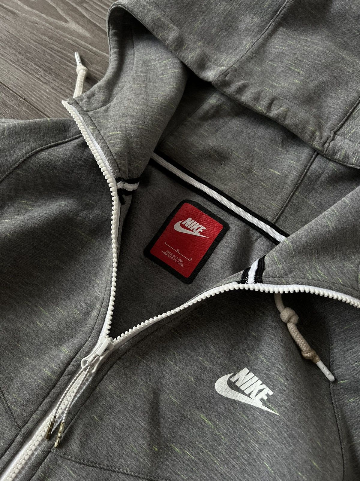 Designer × Nike ‼️Nike Tech Fleece Gray/Green Monochrome Zip Hoodie‼️ Size US L / EU 52-54 / 3 - 15 Thumbnail