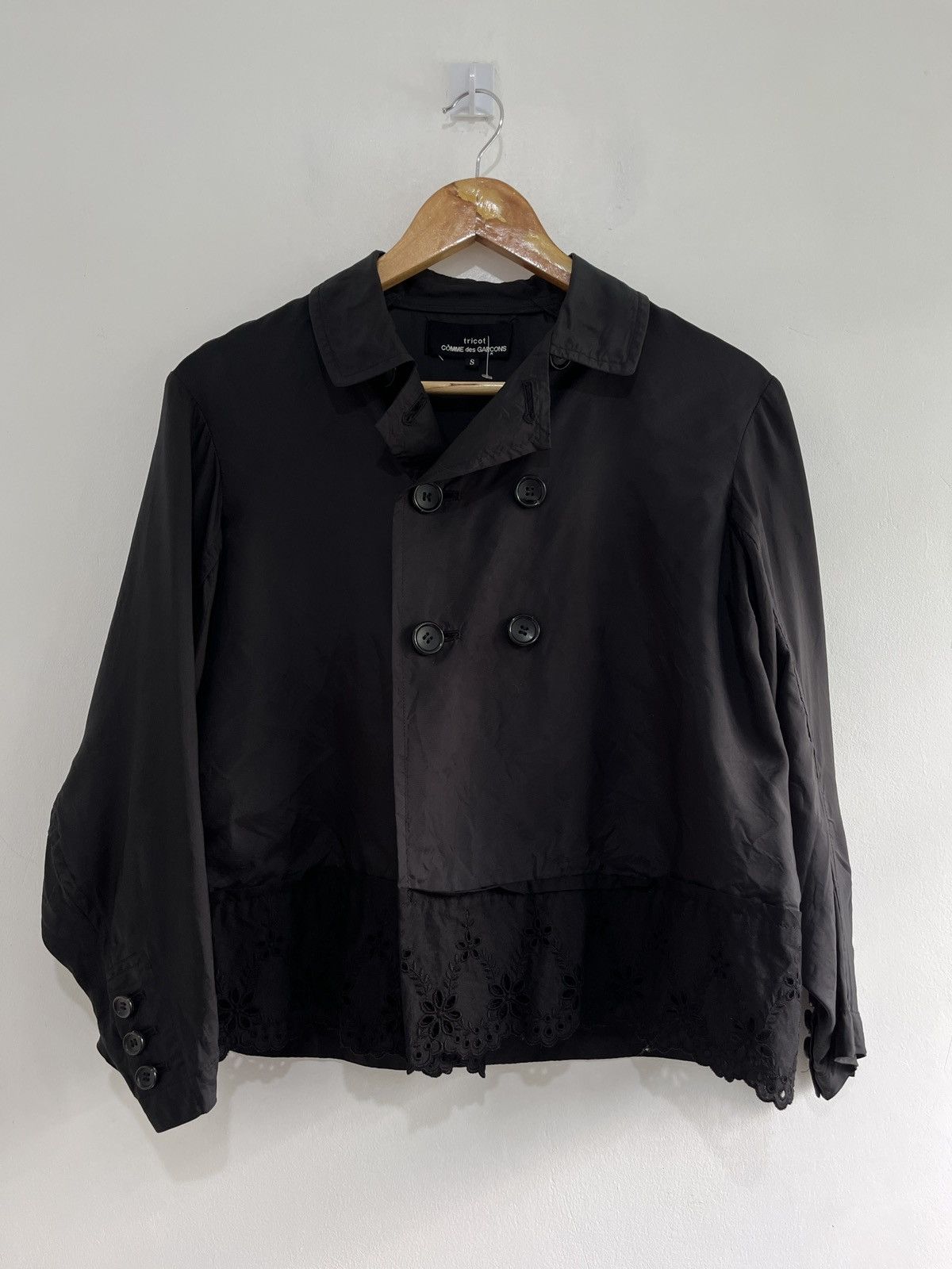 Double Breasted Lace Hem Jacket