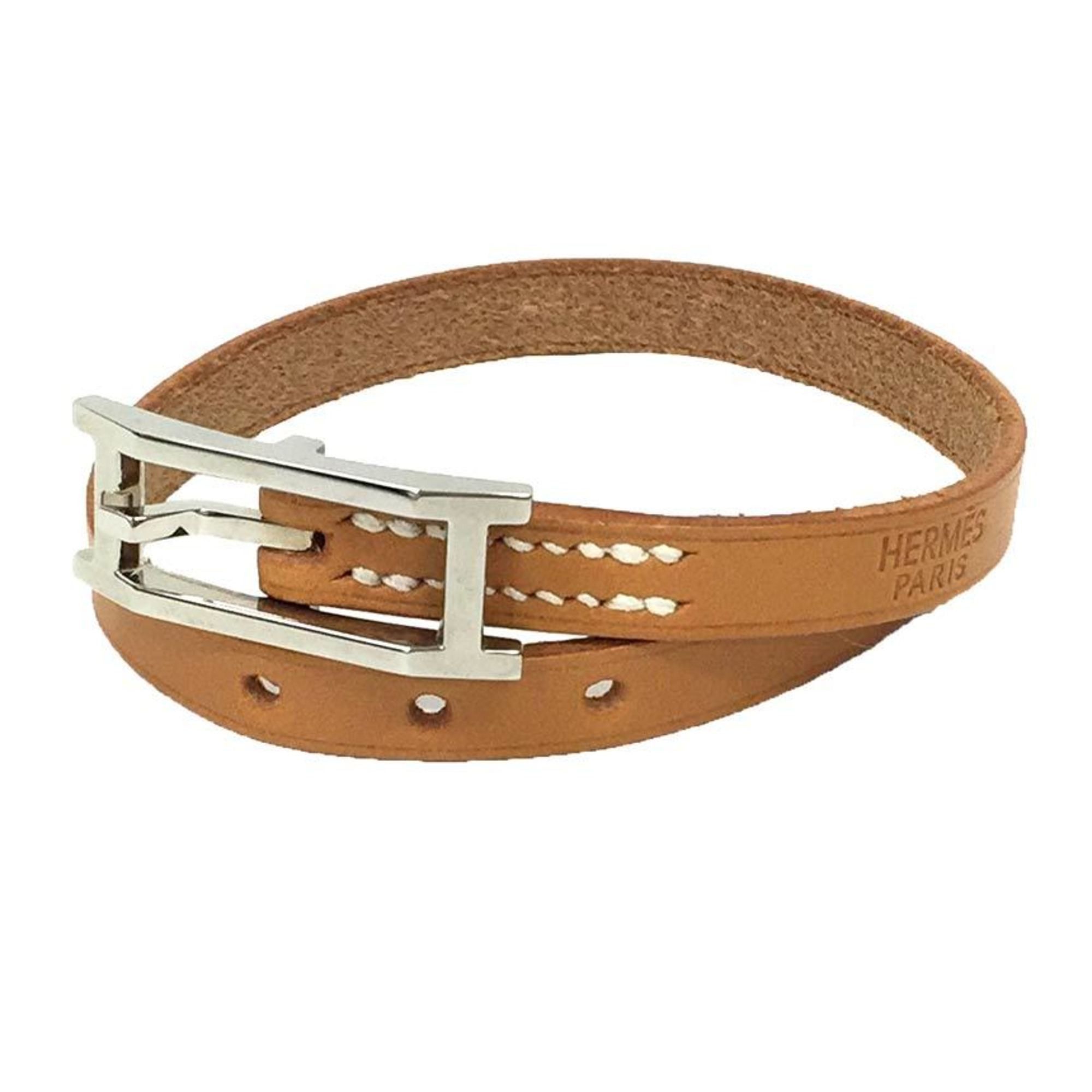 image of Hermes Api3 Leather Bracelet L Size Camel Brown □ J Stamp Api Aq9280, Women's
