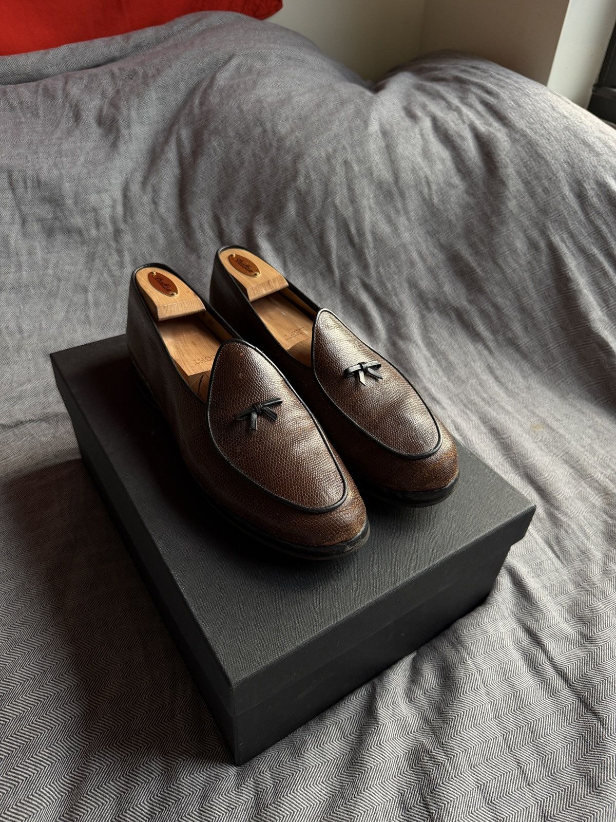 Belgian Shoes Brown Belgian Shoes Lizard Skin Loafers Size US 11 / EU 44 - 1 Thumbnail