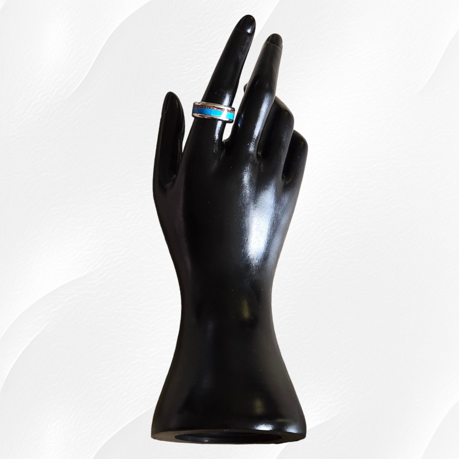 Other Turquoise Wood Pattern Stainless Steel Fashion Ring Size 8 Size ONE SIZE - 7 Thumbnail