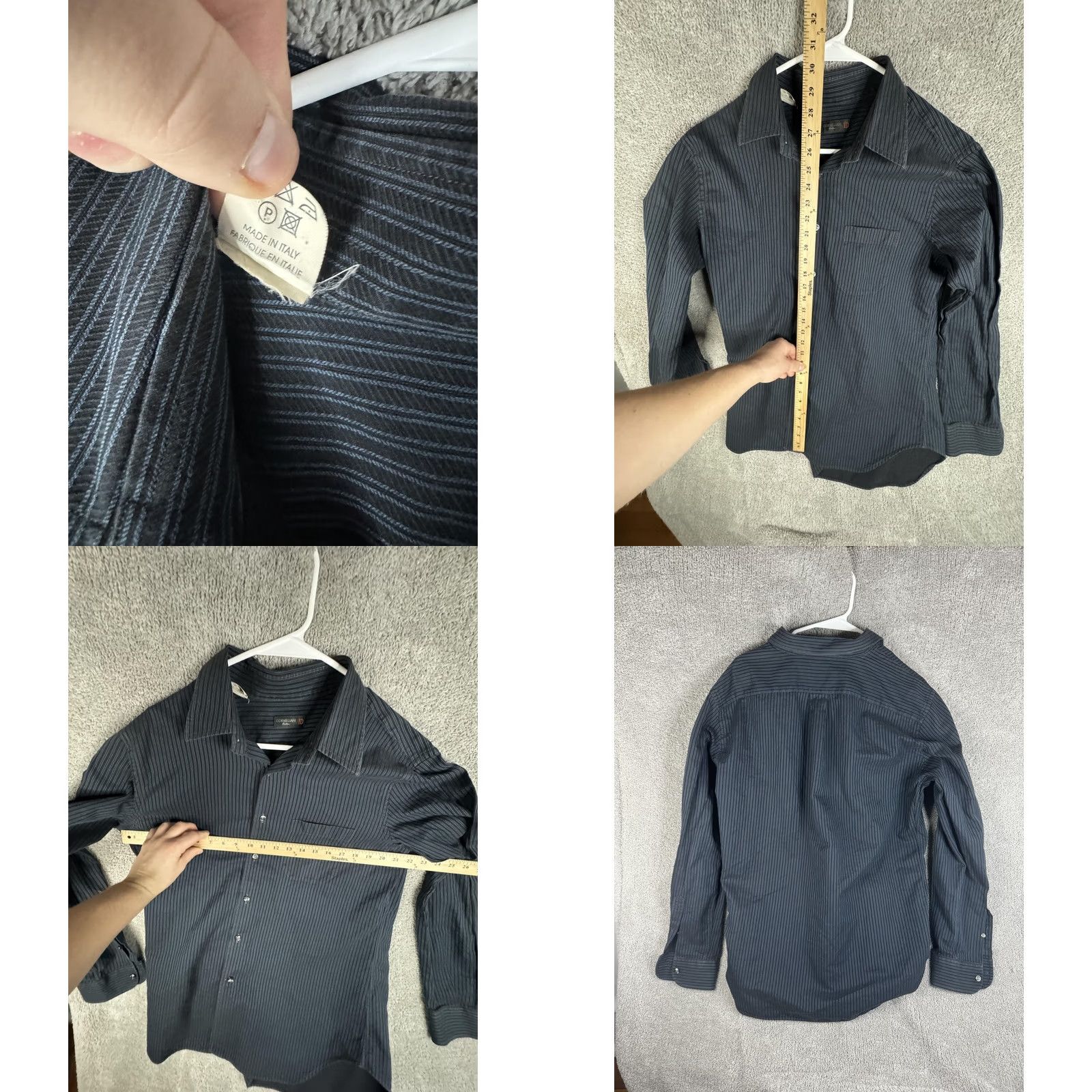 Corneliani Corneliani ID Shirt Mens M Dress Shirt Striped Long Sleeve Blue Black Italy Button Front Collar Size US M / EU 48-50 / 2 - 8 Thumbnail