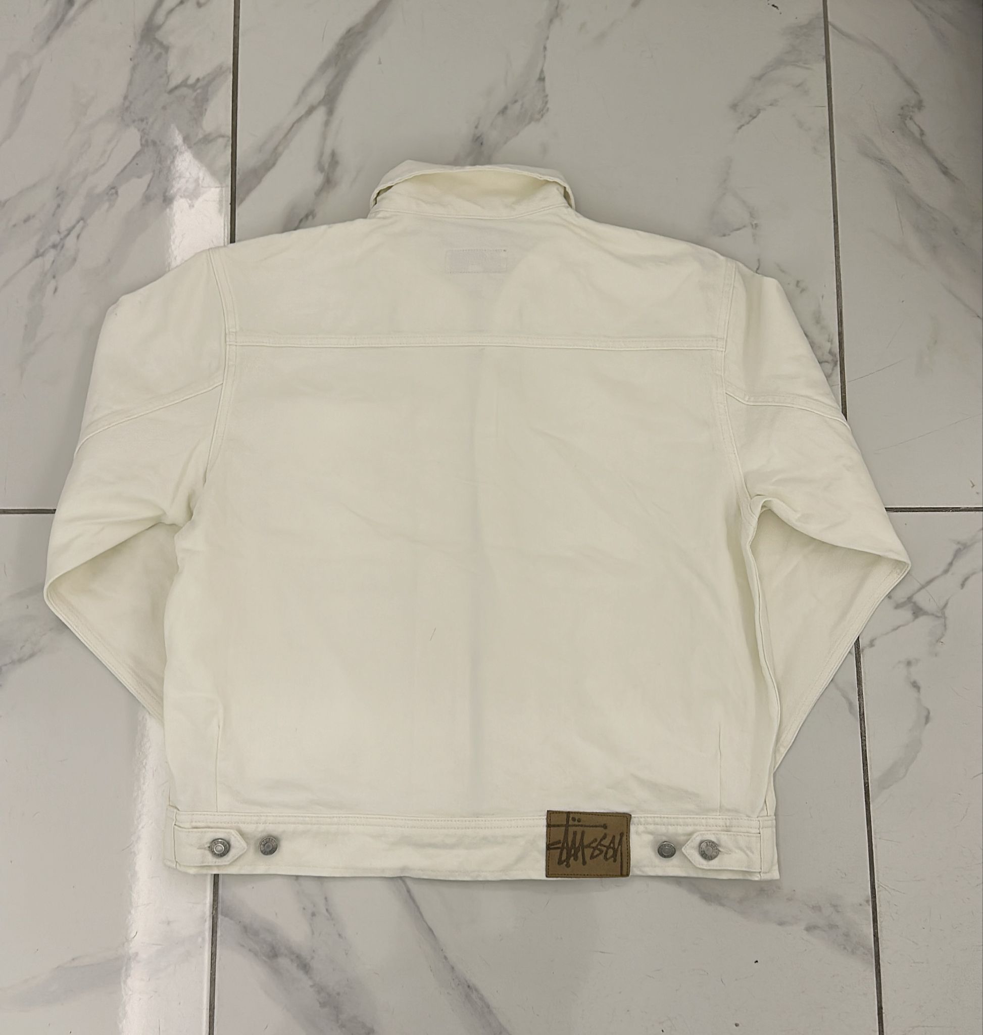 Stussy × Vintage Stussy HO23 Zip Work Jacket Denim White Size US M / EU 48-50 / 2 - 4 Thumbnail