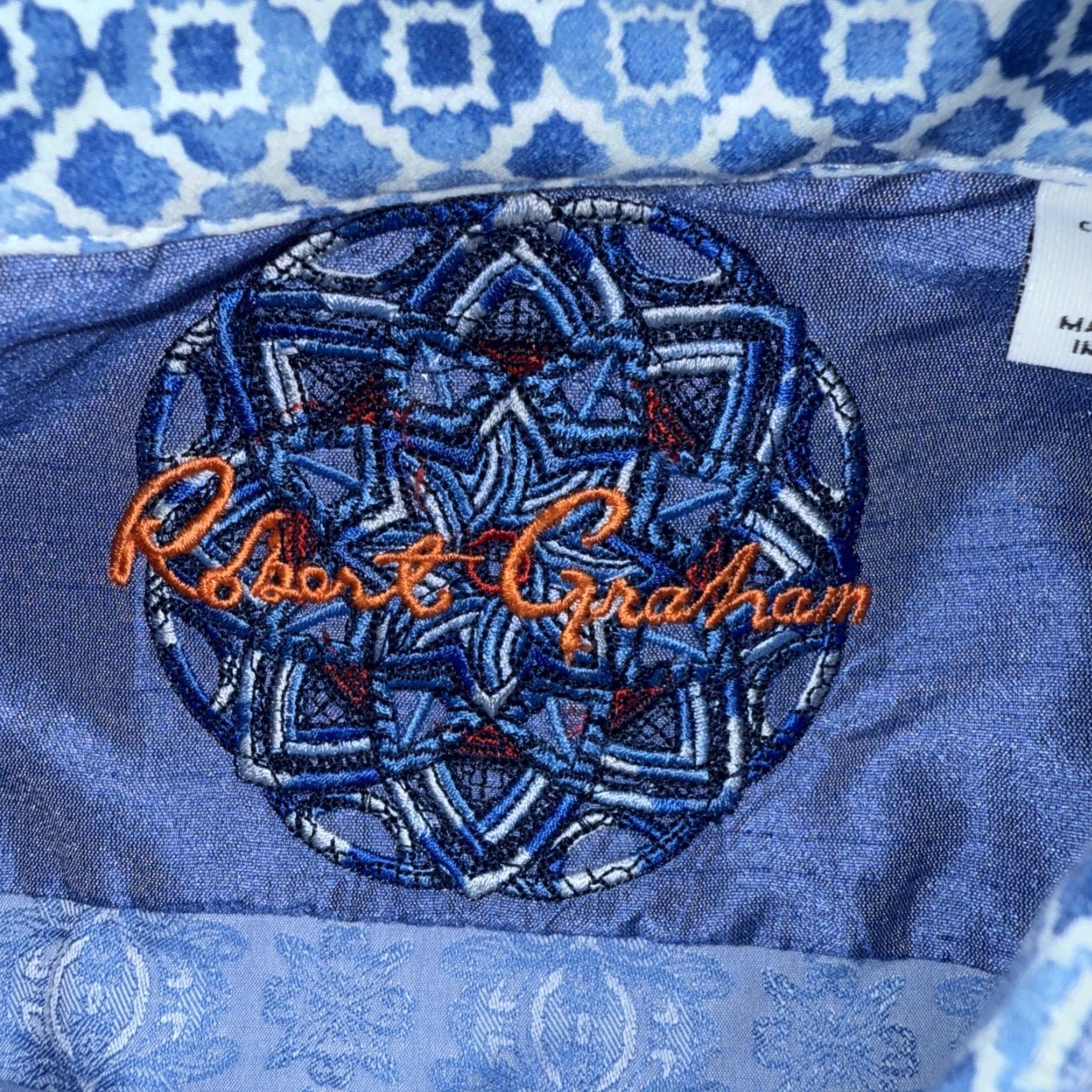 Robert Graham Robert Graham Shirt Men’s Large Light Blue Scroll Abstract Flip Cuffs Button Up Size US L / EU 52-54 / 3 - 3 Thumbnail