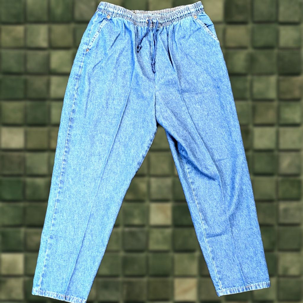 Vintage VINTAGE Bobbie Brooks Jeans Female 18P Petite Elastic Waist Pull On Dark Stonewash Stretch Jegging blue Size 40" / US 18 - 1 Thumbnail