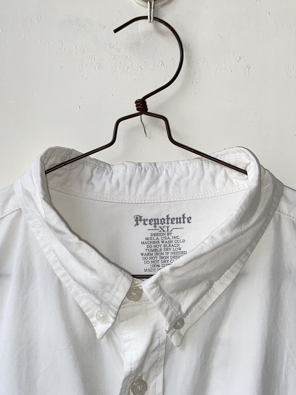 Issey Miyake × Japanese Brand × Vintage PREPOTENTE White Motive Shirt Size US L / EU 52-54 / 3 - 6 Thumbnail