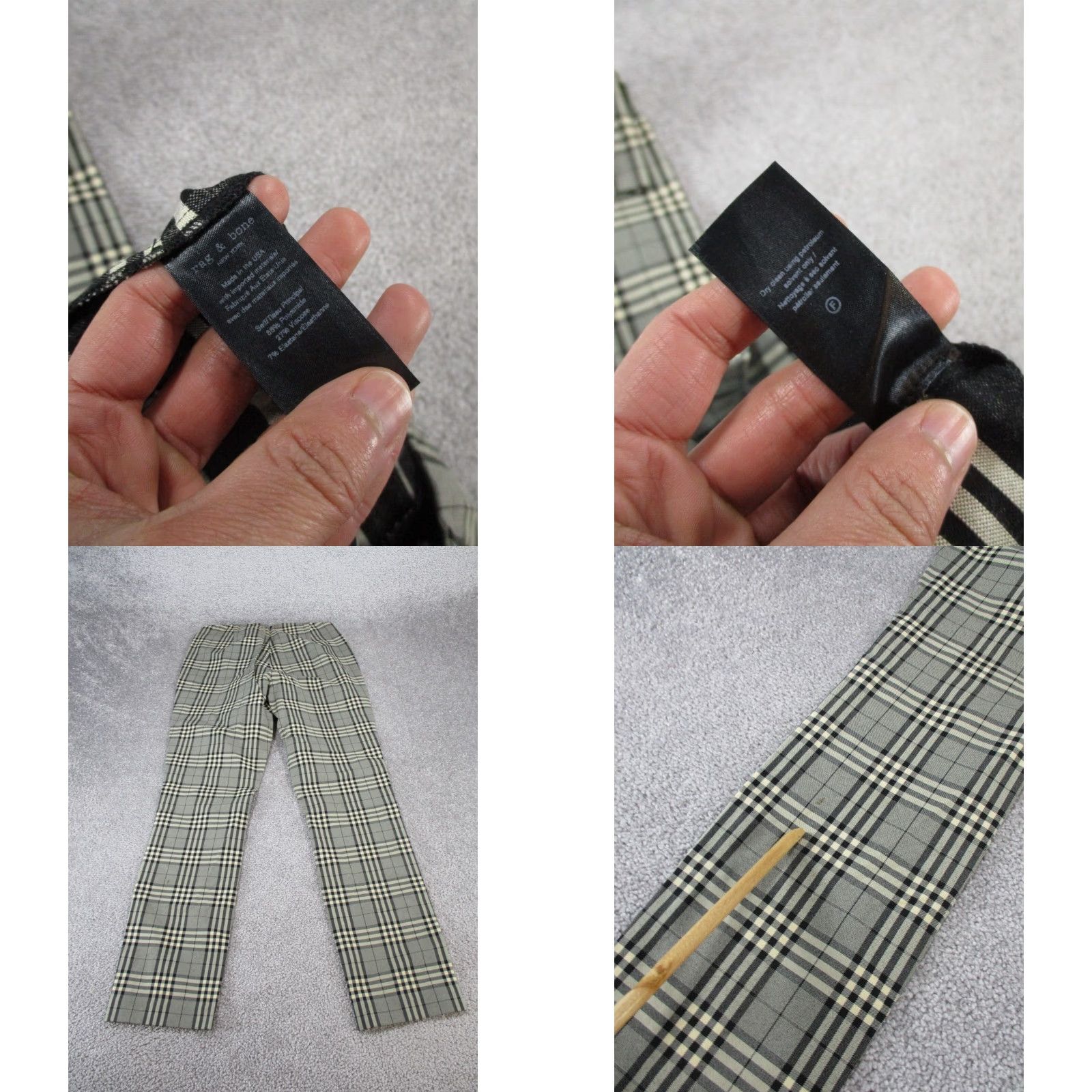 Rag & Bone VINTAGE Rag & Bone Pants Womens Size 4 Gray Black Plaid Slim Fit Dress Pants Skinny Slacks Women's Size 27" / US 4 / IT 40 - 8 Thumbnail