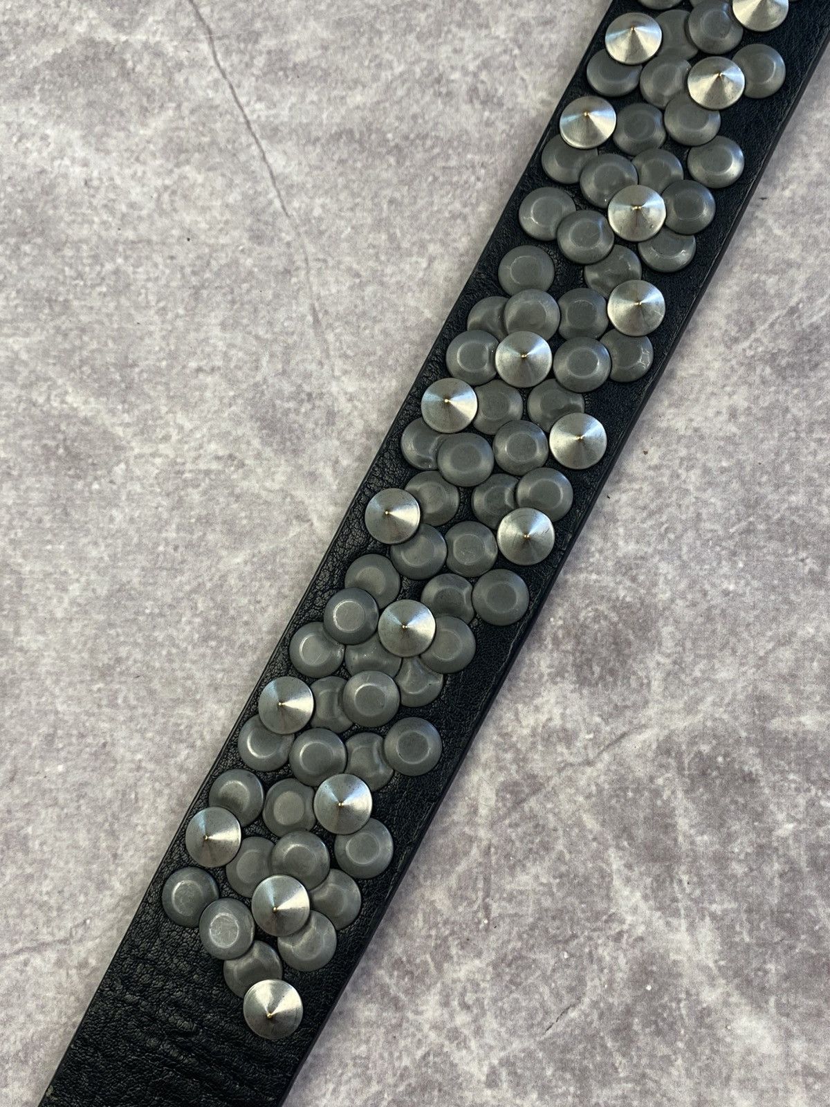 Other Black Leather Metal Studded Belt Y2K Grange Avant-garde Size 32 - 3 Thumbnail