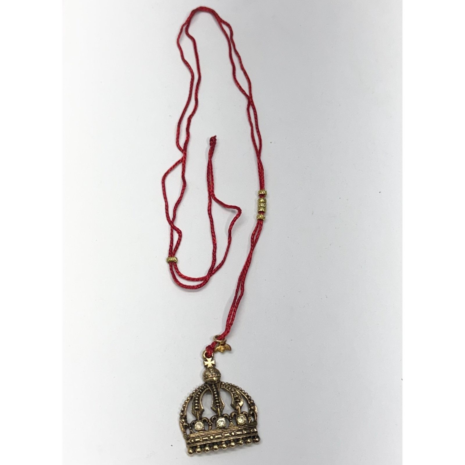 Vintage Vintage rhinestone crown red pendant necklace Size ONE SIZE - 3 Thumbnail