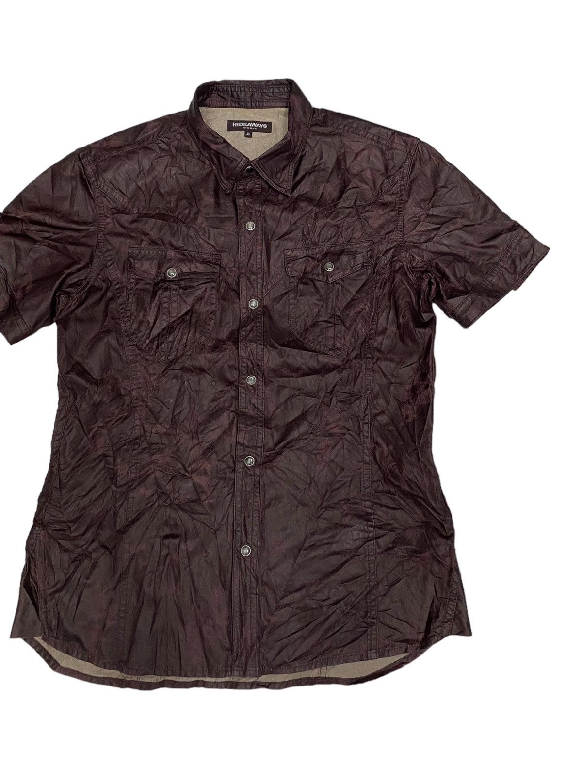 If Six Was Nine 🔥HIDEAWAYS NICOLE WAXED LEATHER BUTTON SHIRT Size US S / EU 44-46 / 1 - 5 Thumbnail