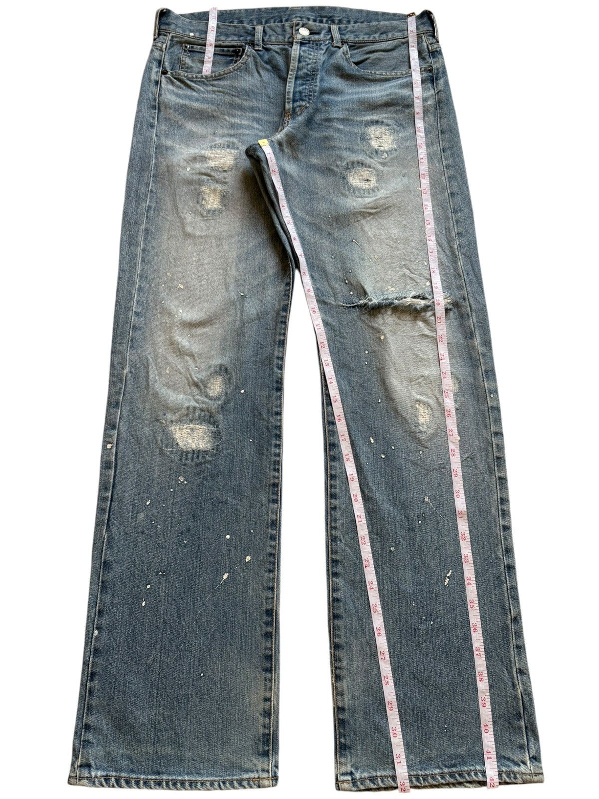Designer × Japanese Brand × Takeo Kikuchi Vintage Japanese Takeo Kikuchi Painted Distress Baggy Jeans Size US 33 - 12 Thumbnail