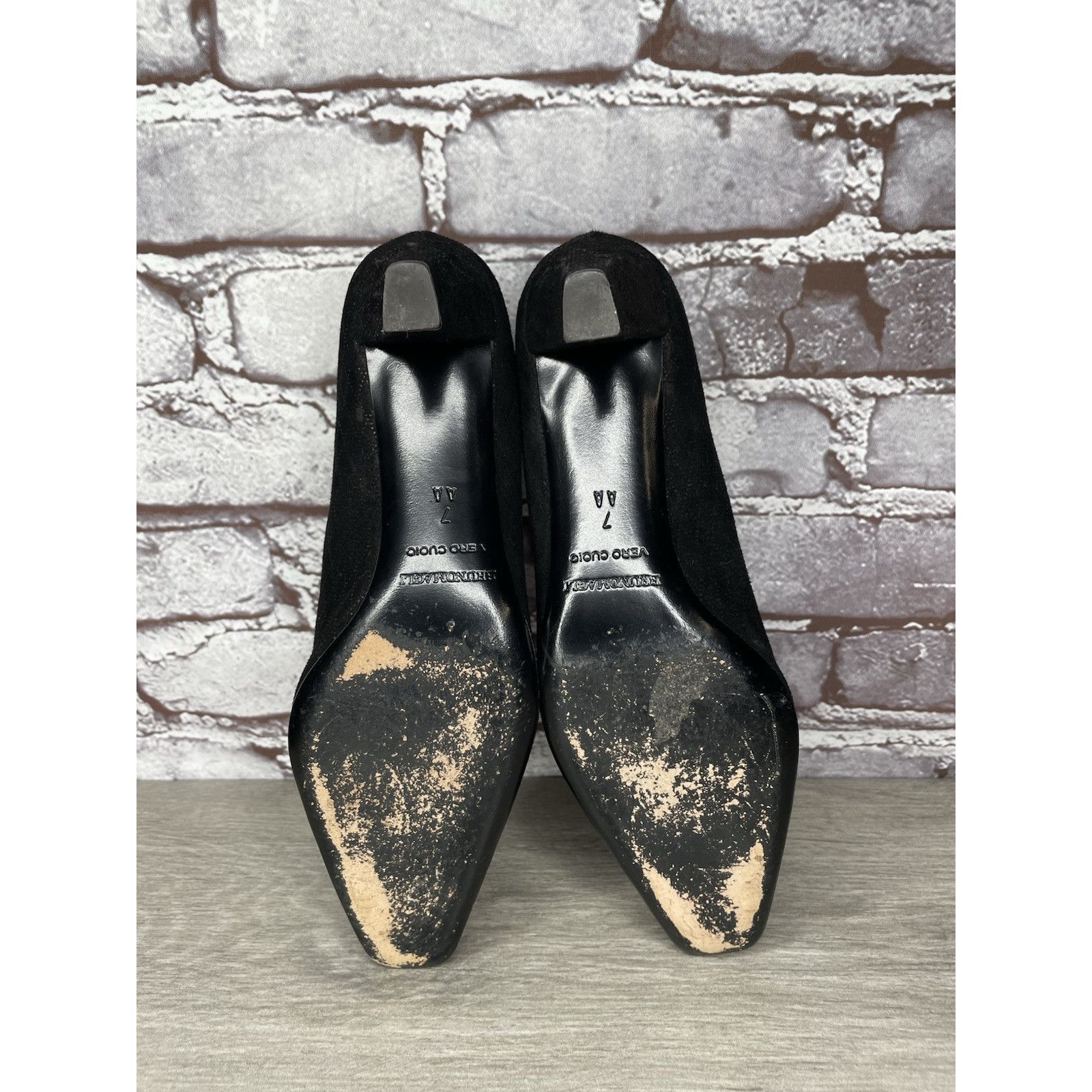 Bruno Magli Bruno Magli Vero Cuoio Black Suede Leather Diamond VTG Heels Size US 7 / IT 37 - 10 Thumbnail