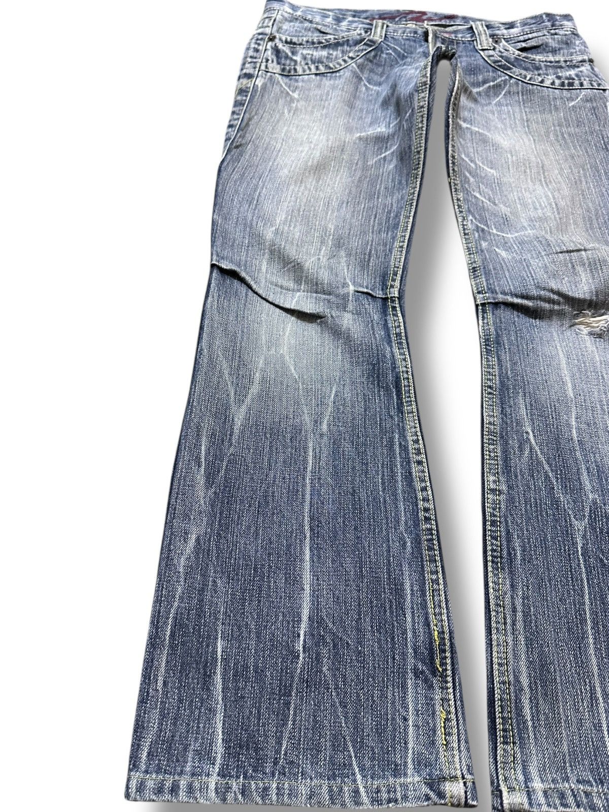 Hysteric Glamour Vintage Japanese Brand Flare Faded Spiral Leg Grunge Denim Size US 33 - 3 Thumbnail
