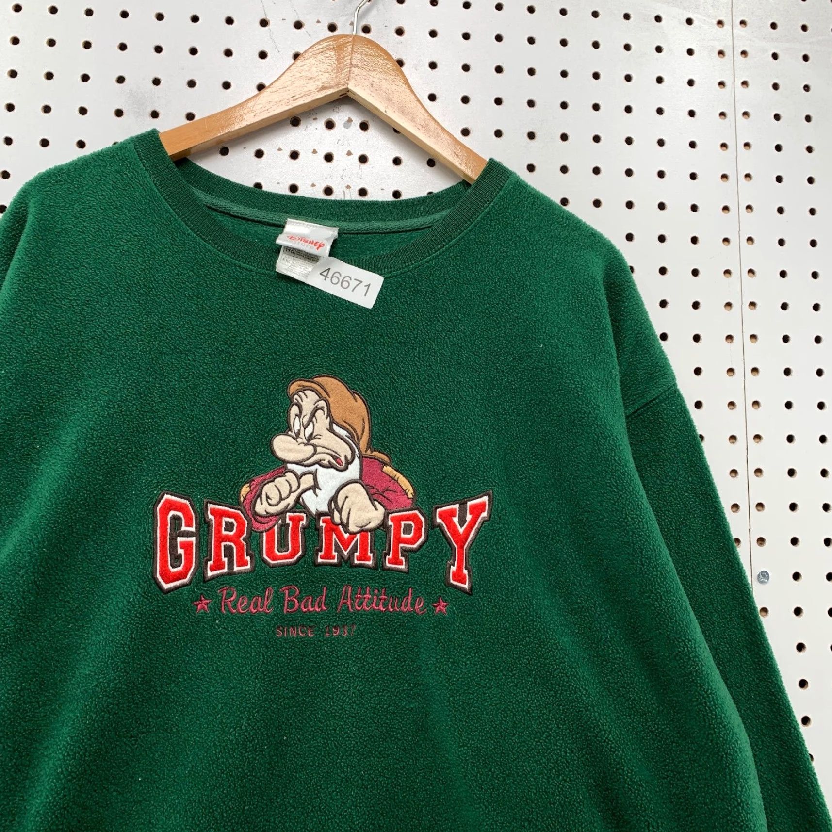 Disney VINTAGE Disney Grumpy Sweatshirt Mens 2XL Green Real Bad Attitude Fleece Size US XXL / EU 58 / 5 - 7 Thumbnail
