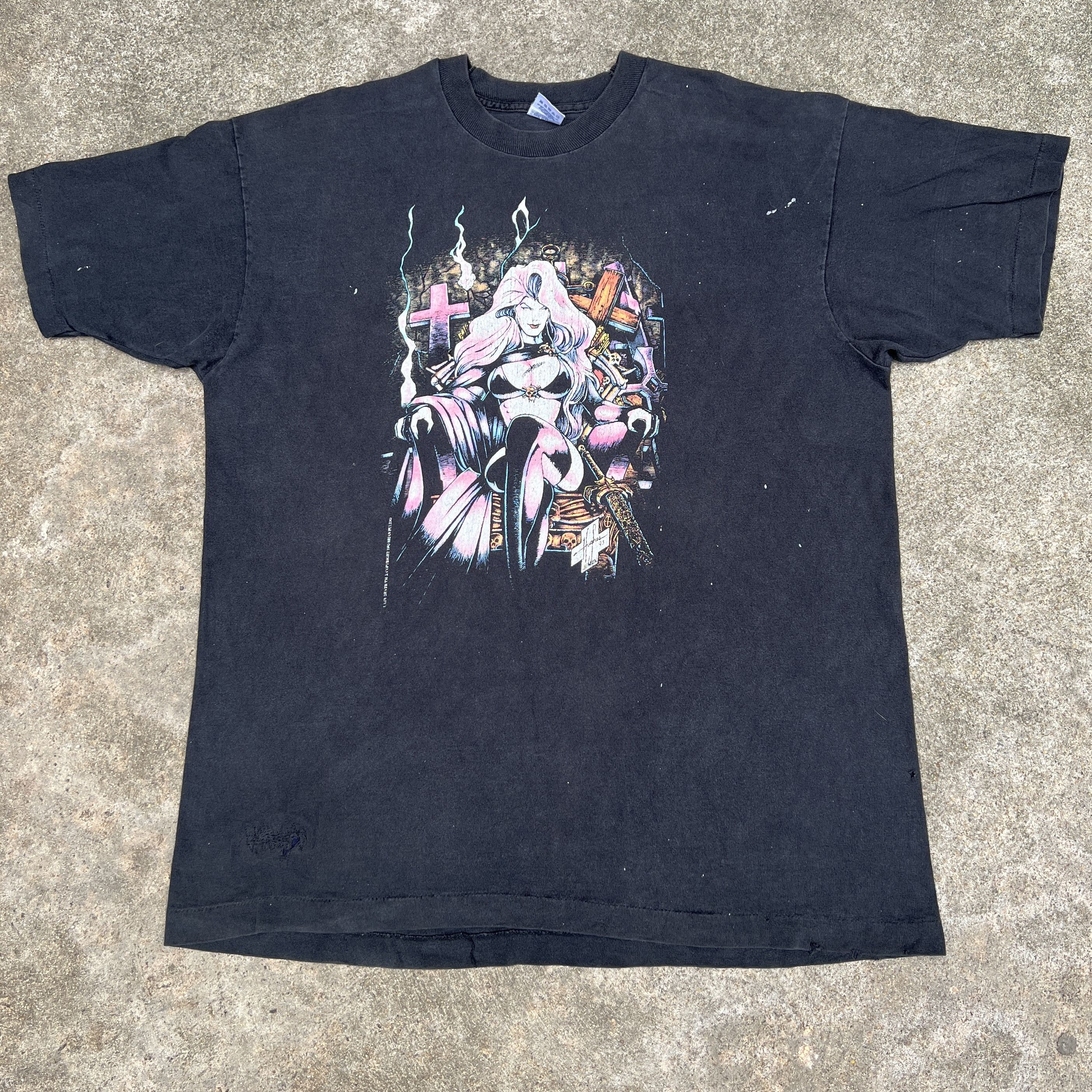 Marvel Comics × Vintage Vintage 1993 lady death Marvel Chaos! Comics Tee Faded Size US XL / EU 56 / 4 - 5 Thumbnail