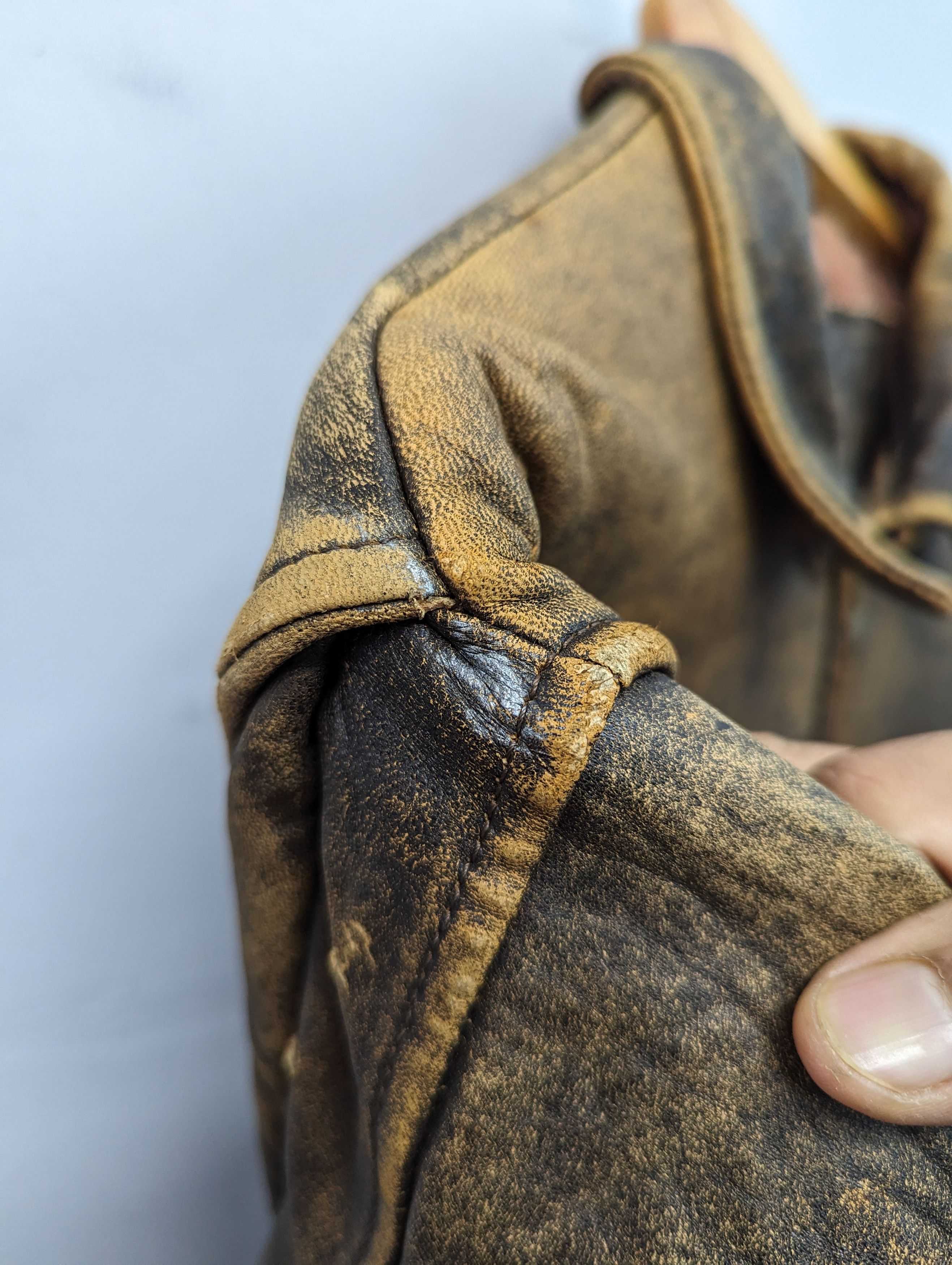 Vintage 🔥Vintage Unbrand Patina Distressed Leather Jacket Size US M / EU 48-50 / 2 - 10 Thumbnail