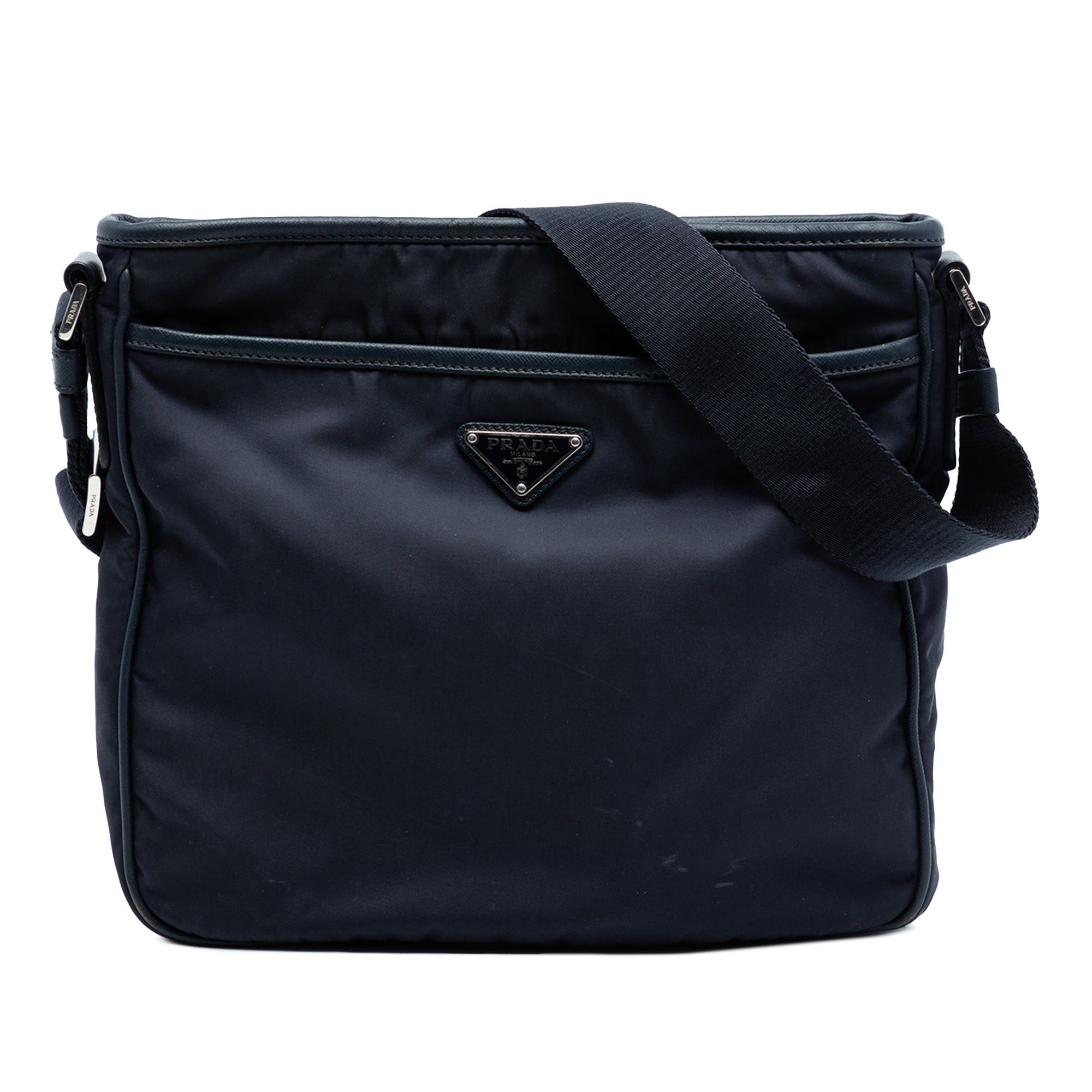 Prada Saffiano Trimmed Tessuto Zip Top Crossbody Size ONE SIZE - 1 Thumbnail