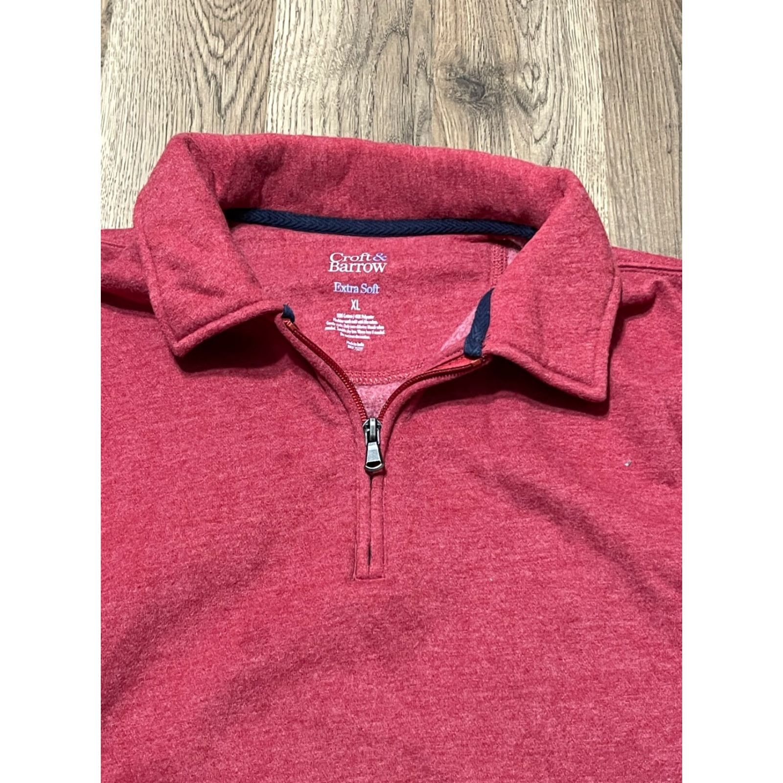 Croft & Barrow Croft & Barrow Shirt, Men's Size XL, Red, Sweater Polo, Long Sleeve, 1/4 Zip, Casual, Cotton Blend, Regular, Colared, Solid Size US XL / EU 56 / 4 - 3 Thumbnail