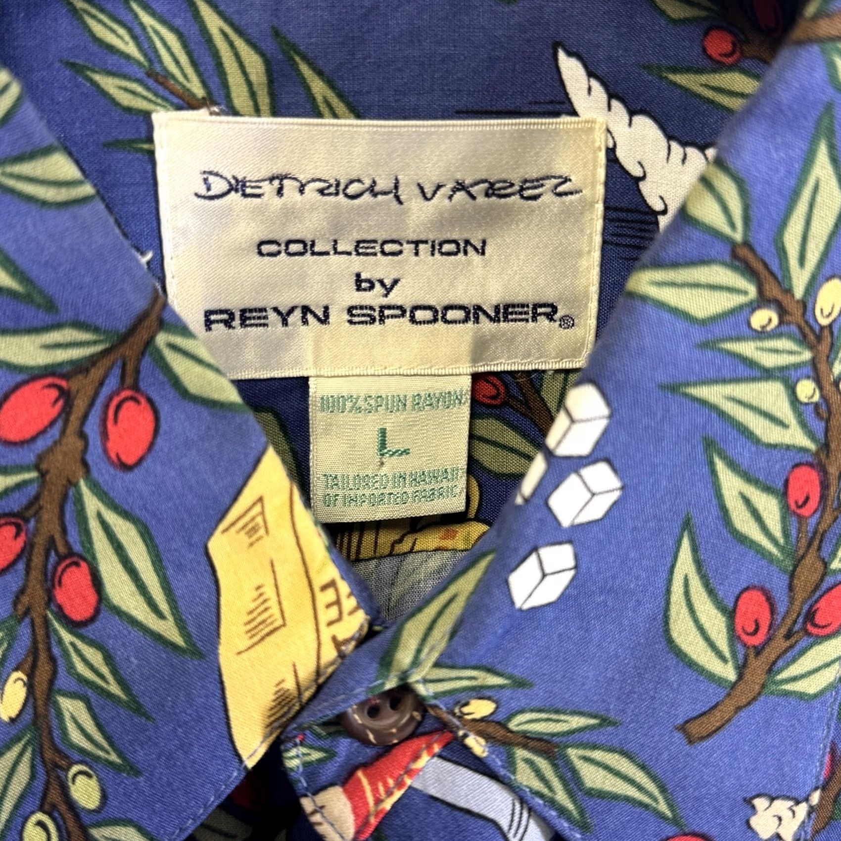 Reyn Spooner Reyn Spooner Shirt Mens Large Blue Coffee Print Hawaiian Viscose Button Up Size US L / EU 52-54 / 3 - 4 Thumbnail