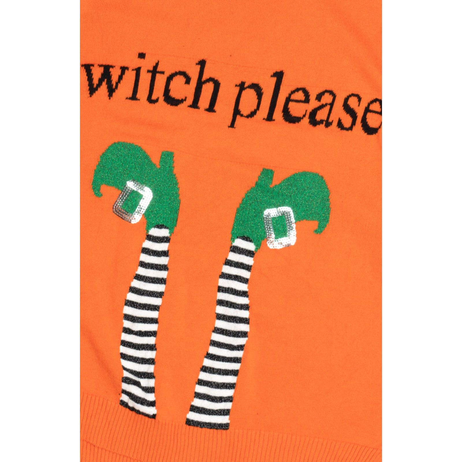 Vintage Verve Ami Witch Please Sequin Detail Halloween Sweater Orange XL Adults 2000s Mens Womens Size US XL / EU 56 / 4 - 2 Thumbnail