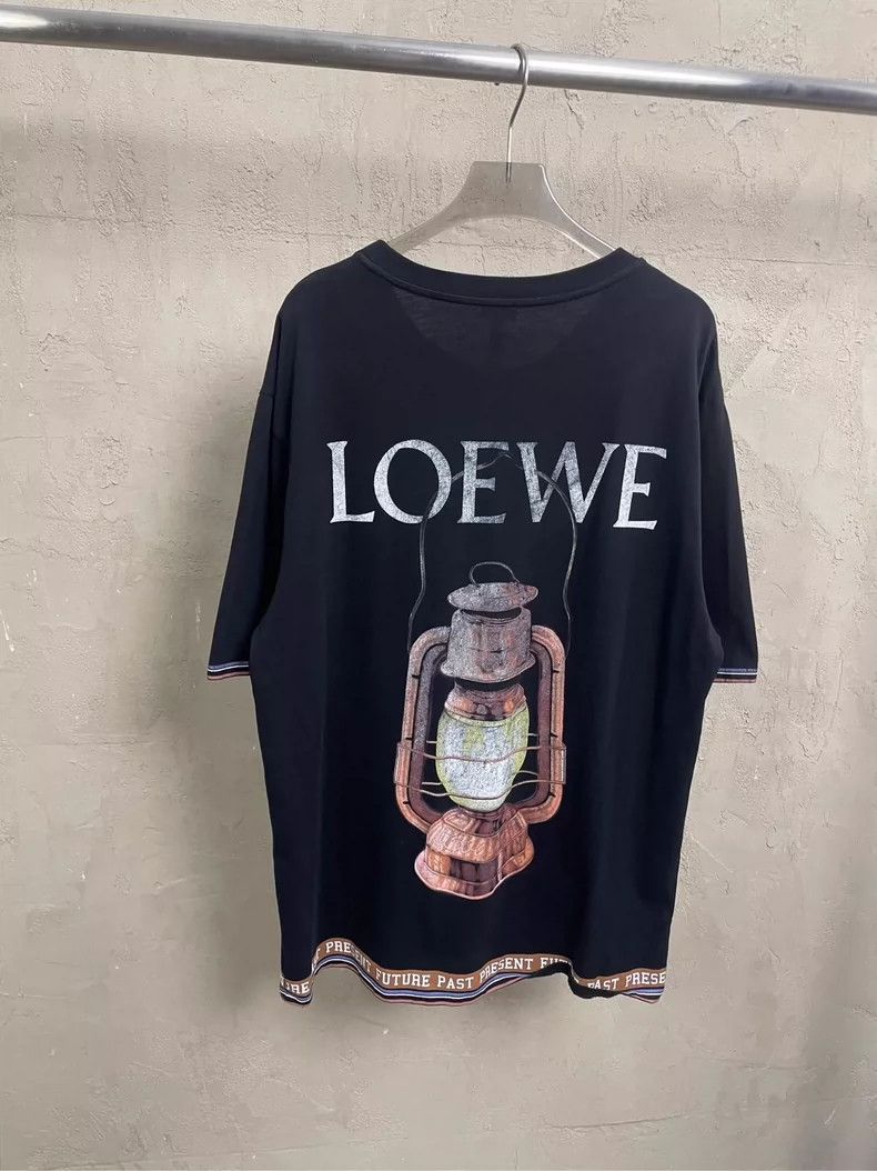 Loewe LOEWE Black short sleeve T-shirt with large Logo of oil la Size L / US 10 / IT 46 - 1 Thumbnail